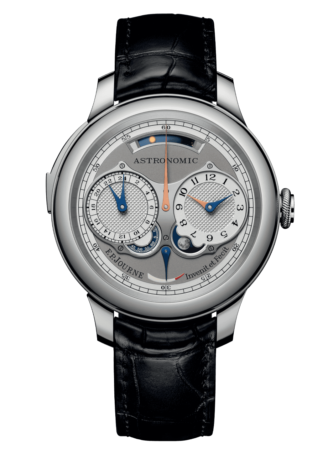 ASTRONOMIC SOUVERAINE — Steel, 44 mm, Dial: white Gold and whitened guilloché Silver, Hands: blued Steel and 5N gilt Steel, Height: 13.8 mm