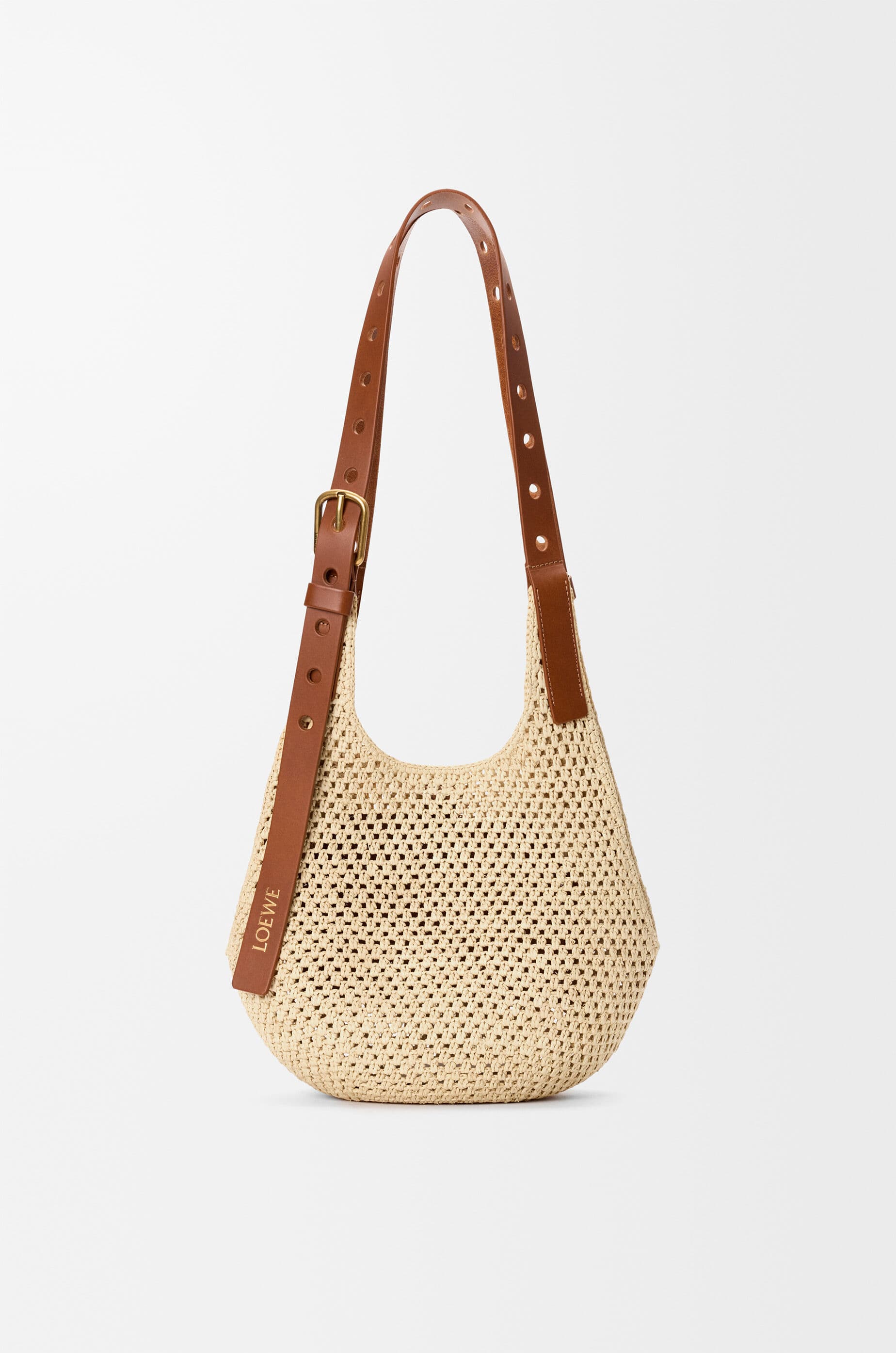 Small Punch Hole hobo in raffia and calfskin — A914W86X01-2435