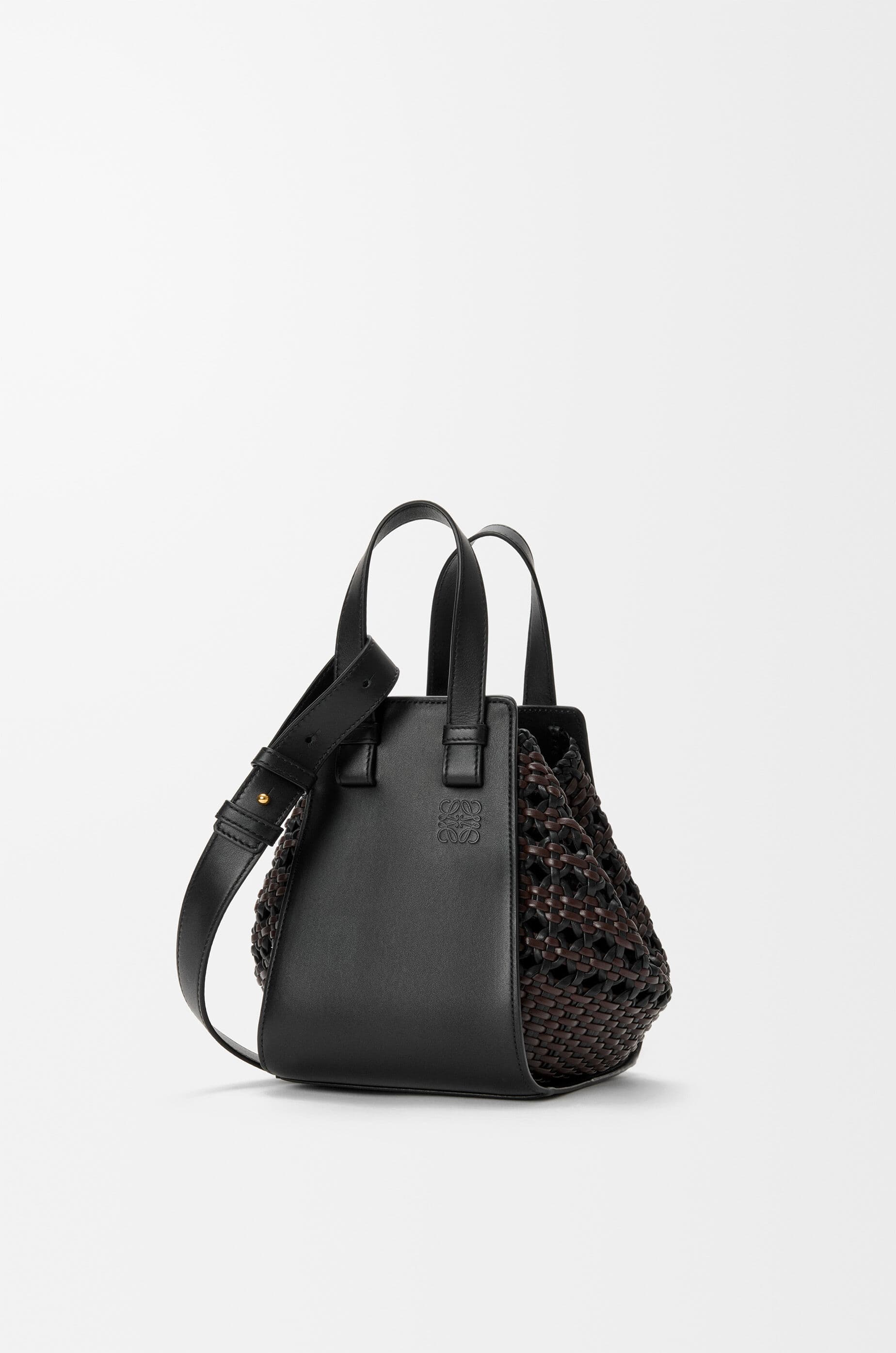 Compact Hammock bag in smooth calfskin and woven nappa calfskin — A538H13X65-1103