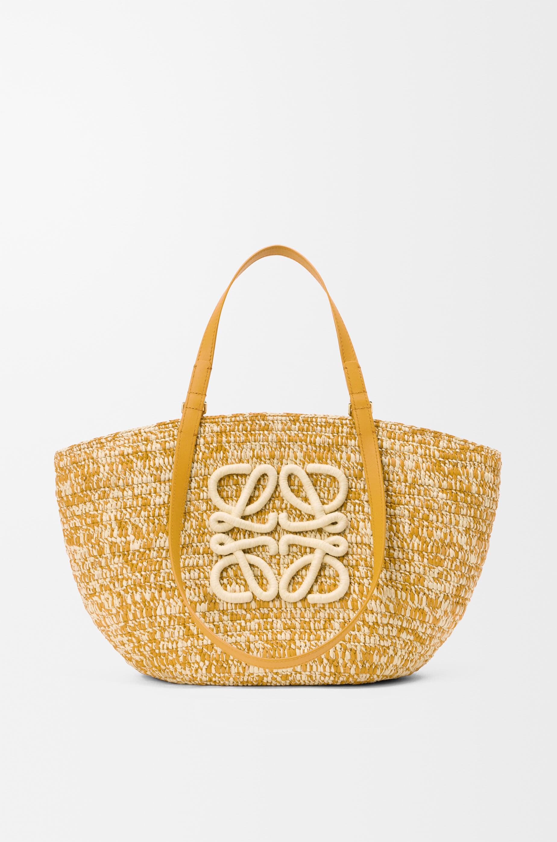 Medium Eclipse basket in raffia and calfskin — ANNGNN1X02-8160