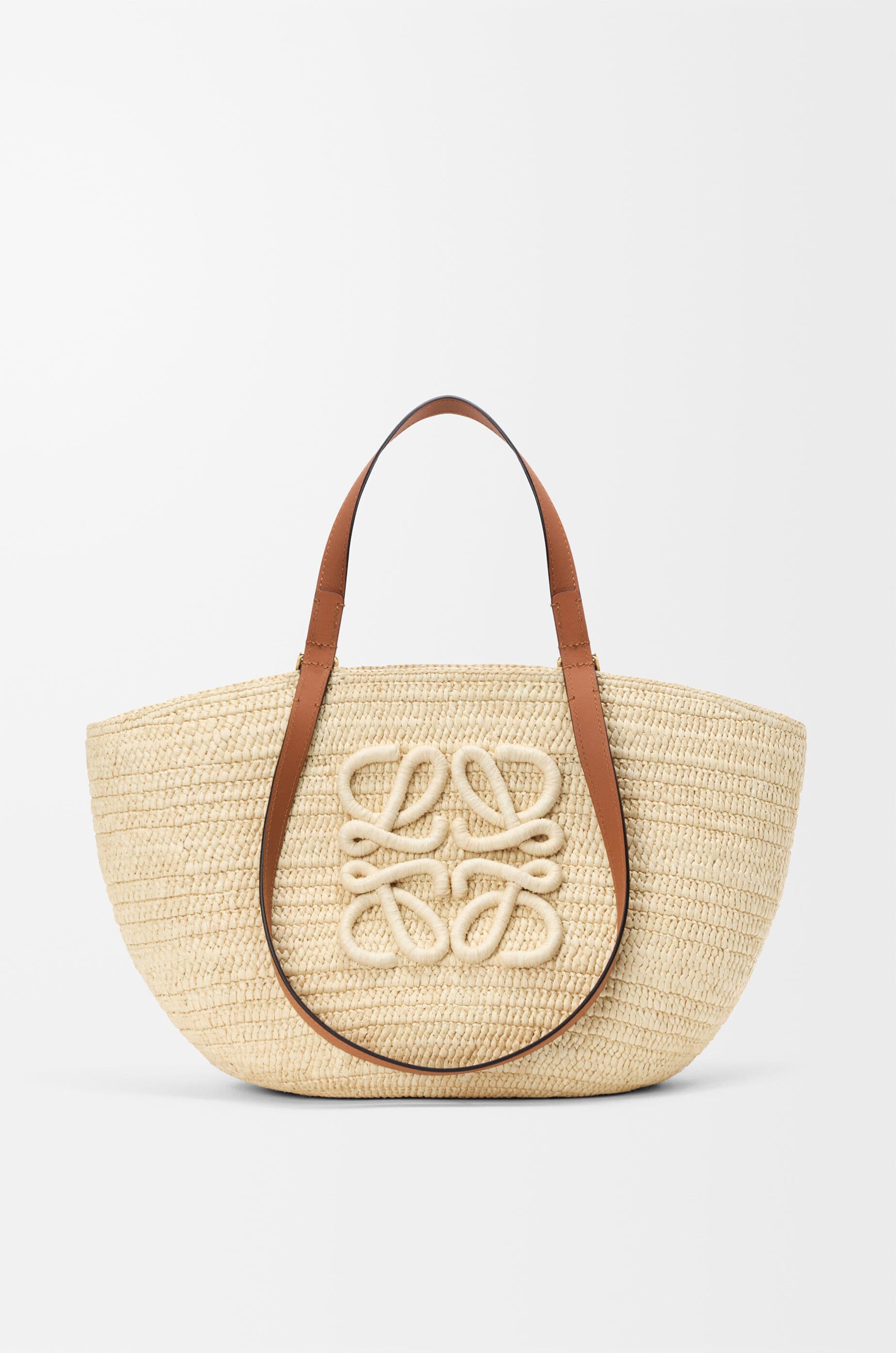 Medium Eclipse basket in raffia and calfskin — ANNGNN1X01-2435