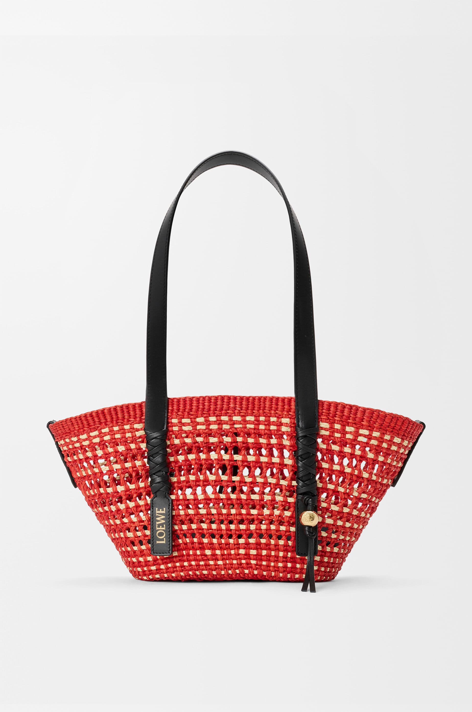 Small Braid basket in iraca palm and calfskin — ASCPIBSX01-7116