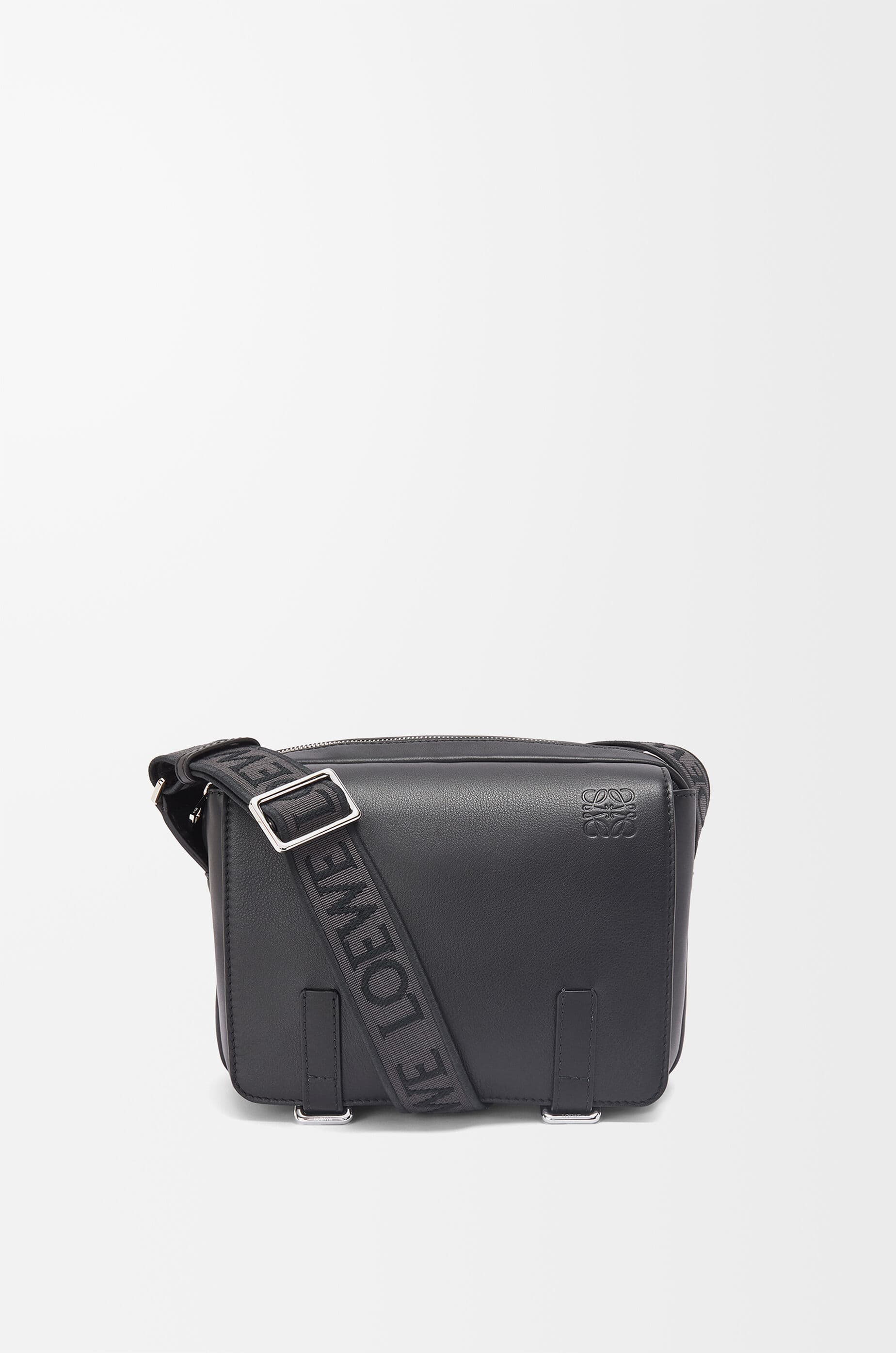 XS Military messenger bag in supple smooth calfskin and jacquard — B553A72X27-1100