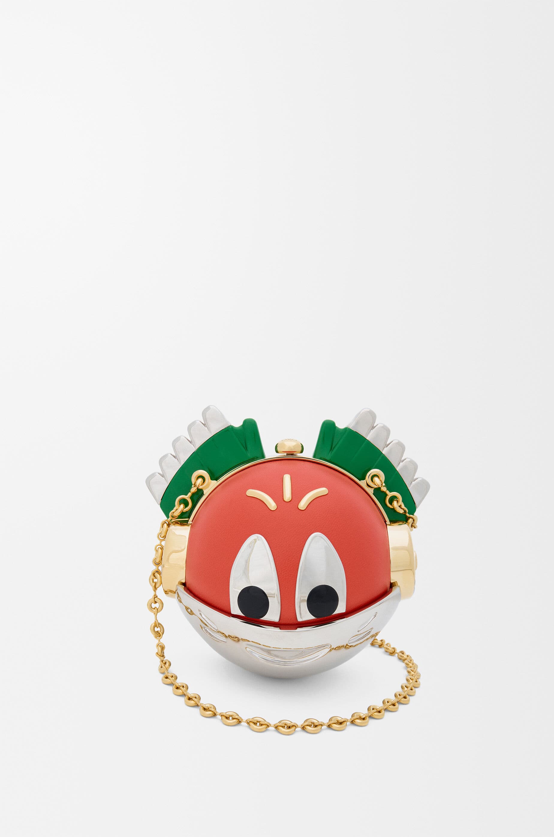 Knight Cat clutch in metal and nappa lambskin — A000RCCX01-5557