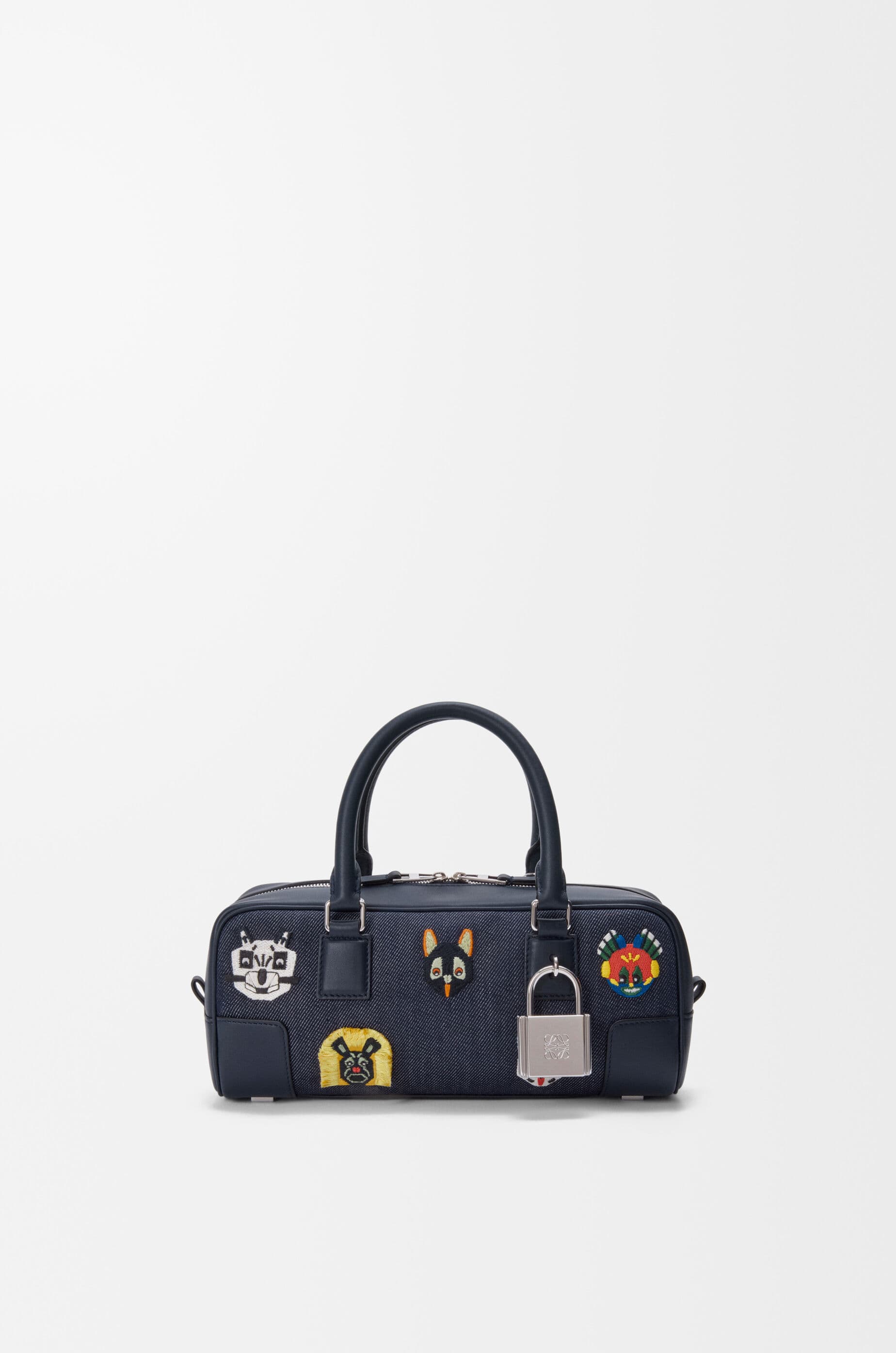 Cats Amazona 23 cropped bag in embroidered denim — A039N23X15-5100