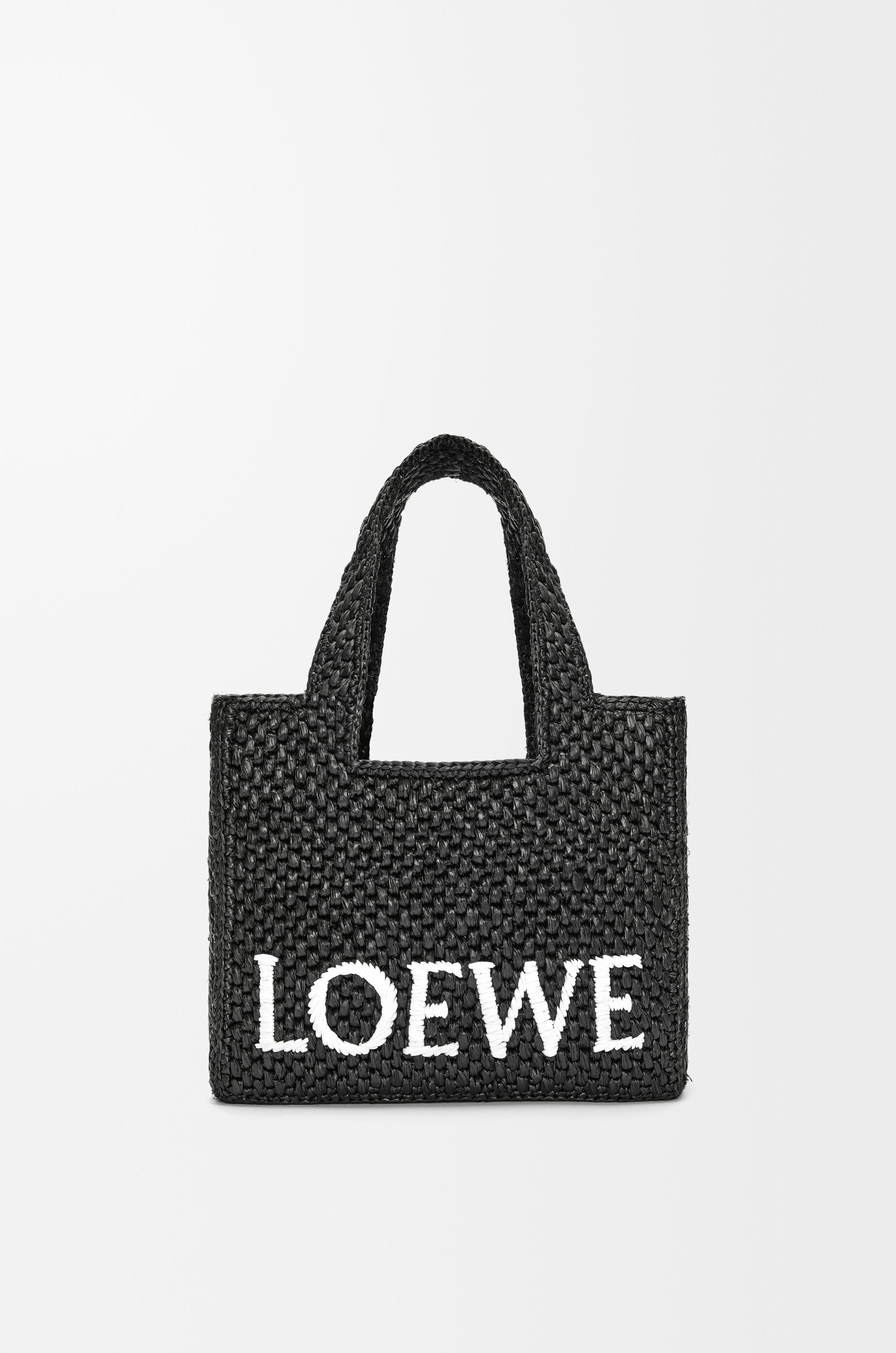 Small LOEWE Font tote in raffia — A685B59X01-1100