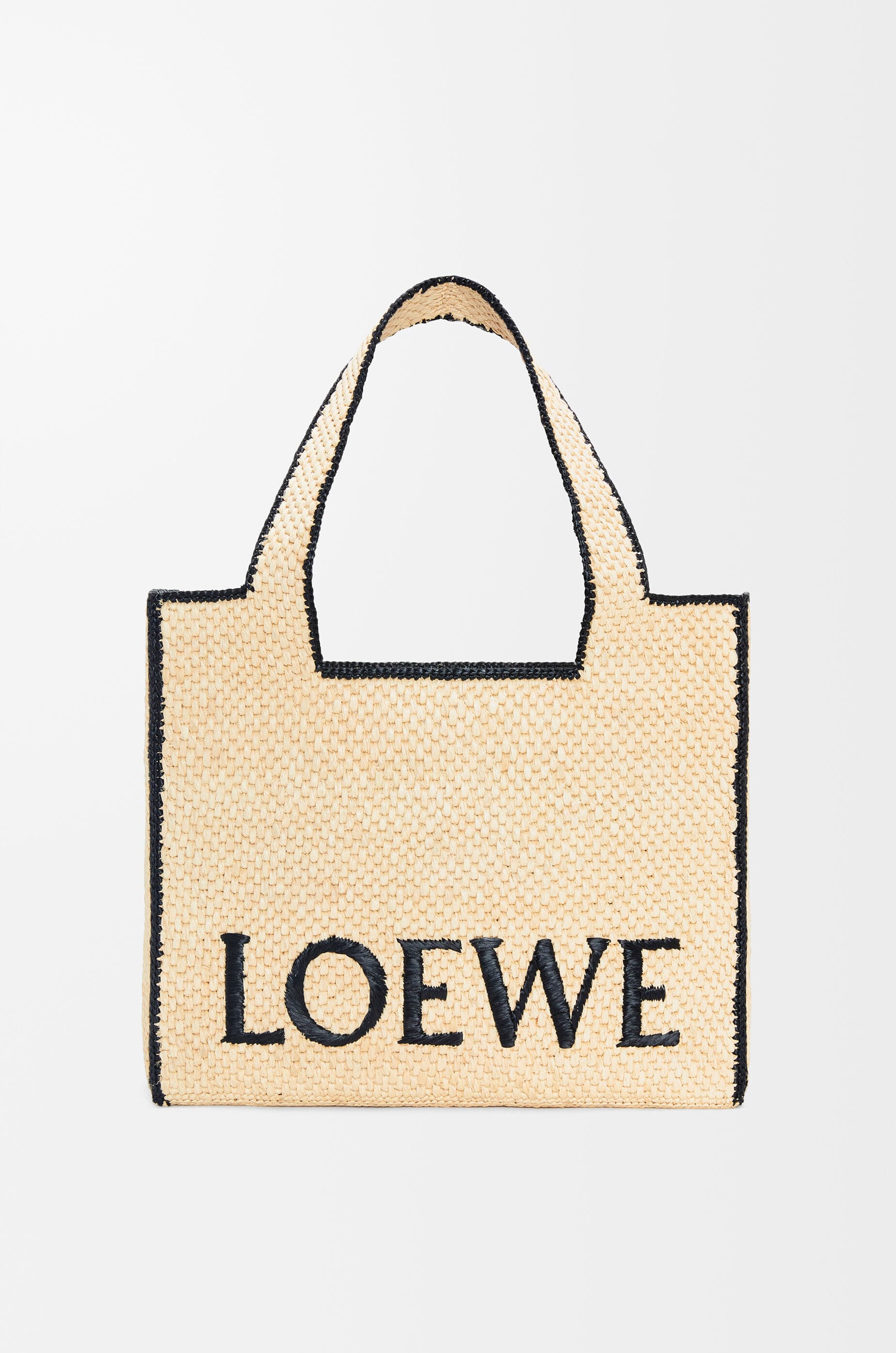 Large LOEWE Font tote in raffia — A685B60X03-2123