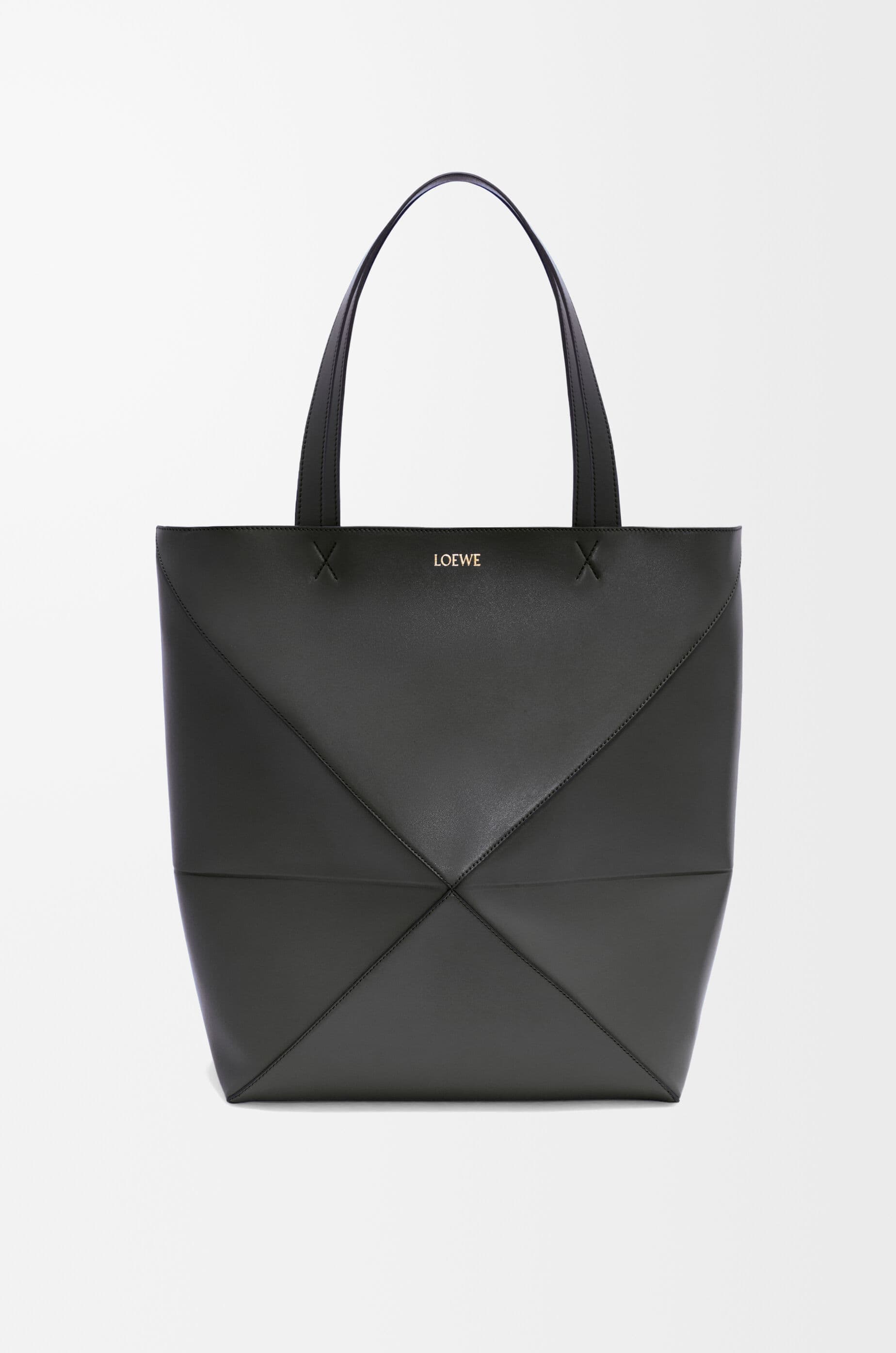 XL Puzzle Fold tote in shiny calfskin — B933Q18X01-1100