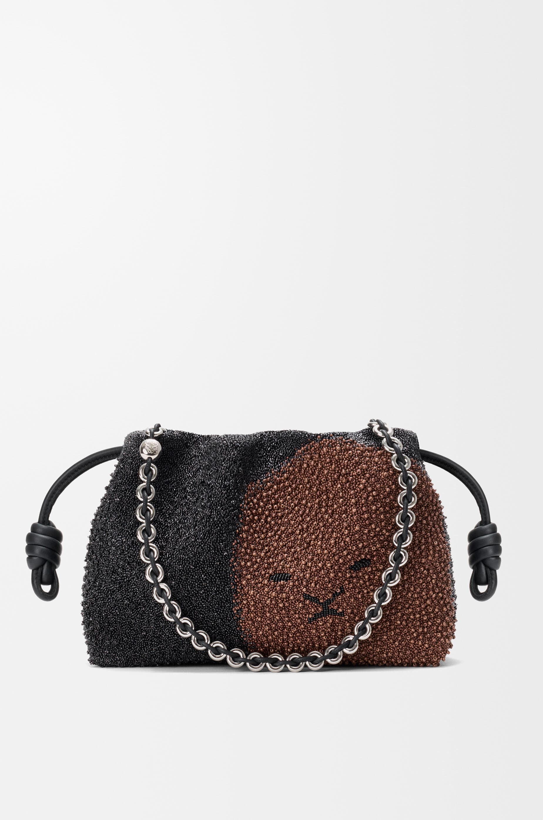 Medium Lion Beads Flamenco purse in beaded canvas and calfskin — A411FCRXBM-9006