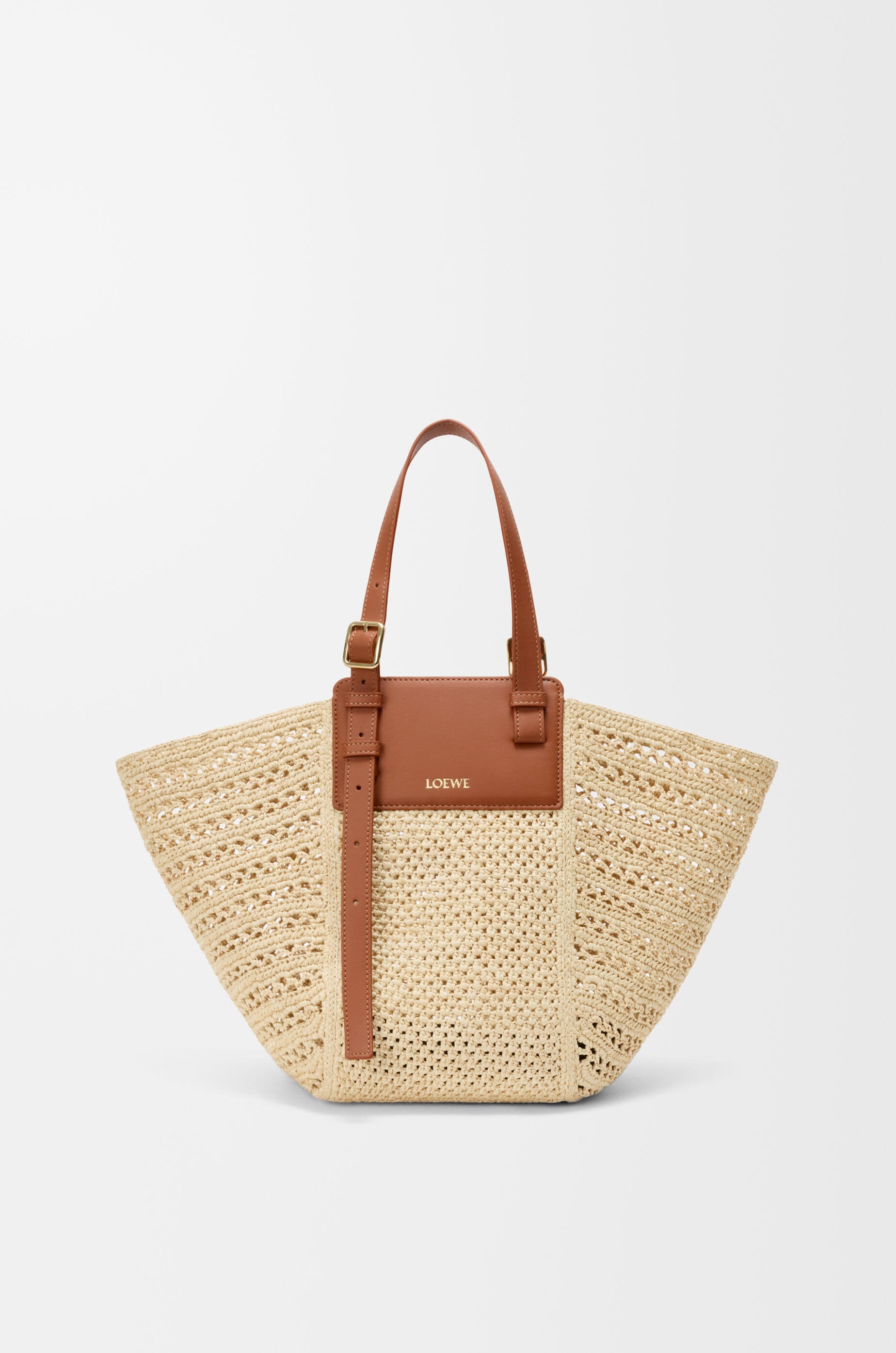 Medium Hammock cabas in raffia and calfskin — A538HNZX02-2435