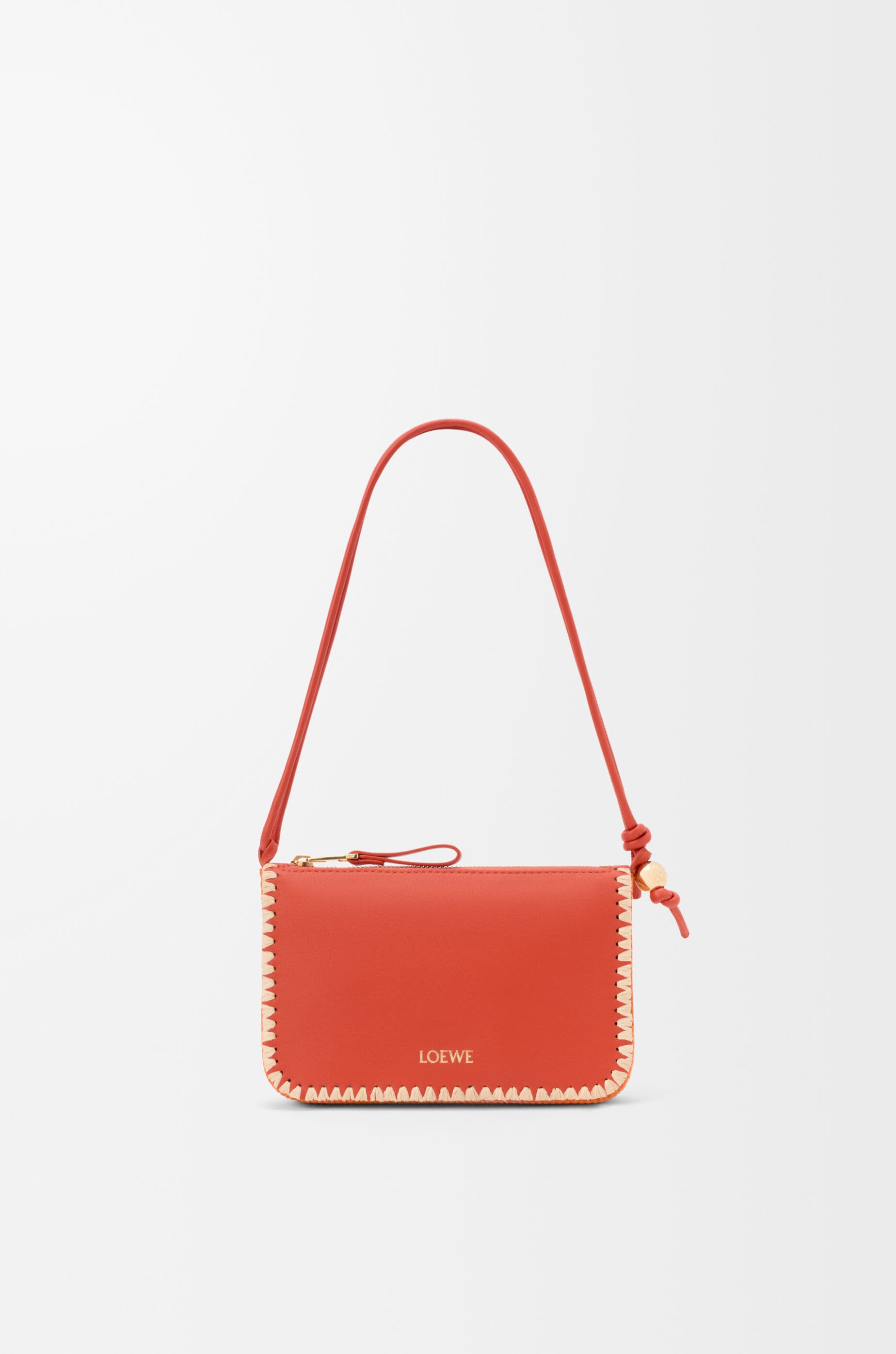 Rio pouch in classic calfskin and raffia — C689PTHX01-4974