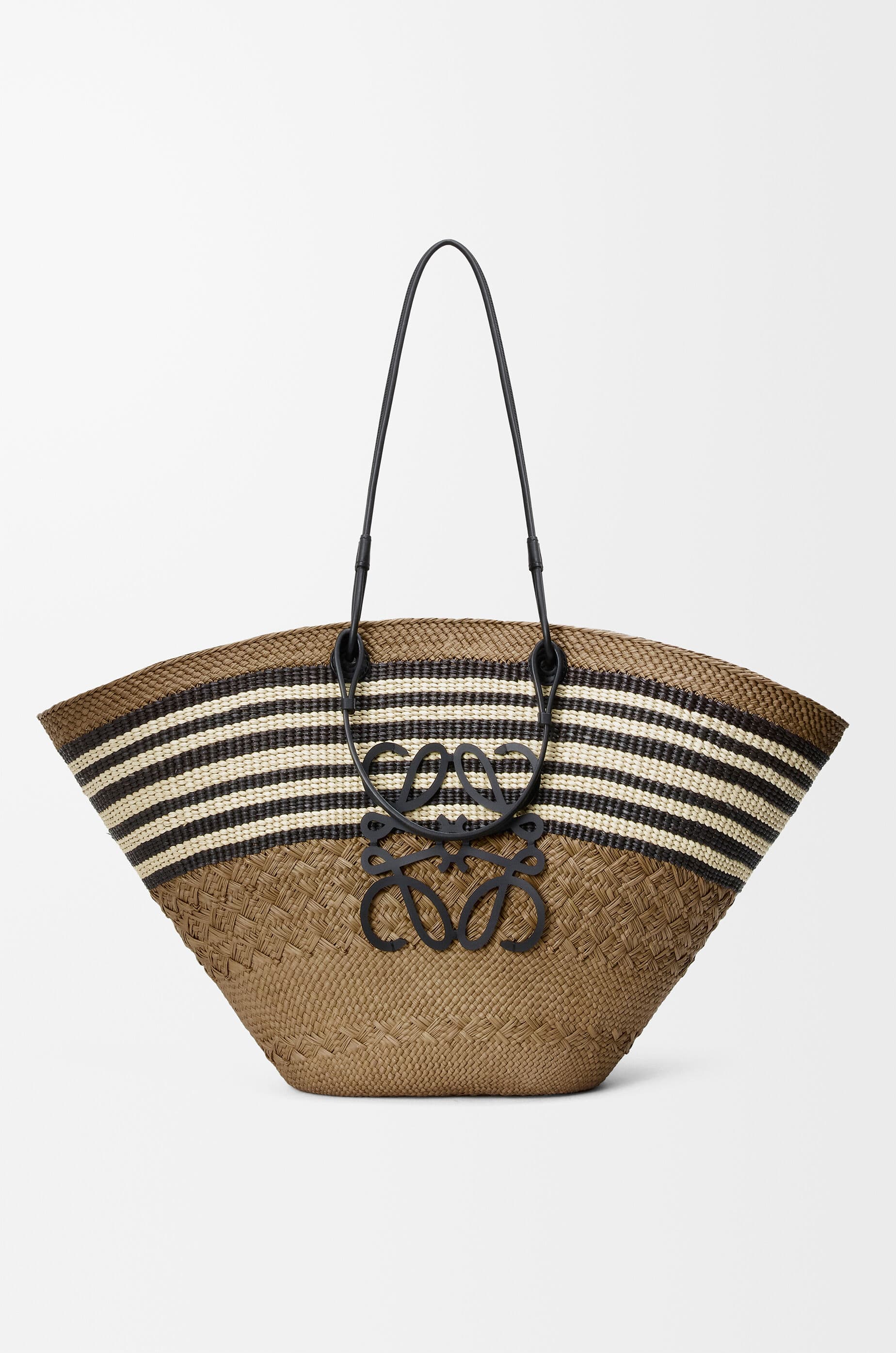 Large Anagram basket in iraca palm and calfskin — A223F04X31-1018