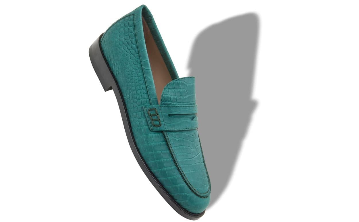 Perry — Green Nubuck Leather Penny Loafers — 226-2180-0002