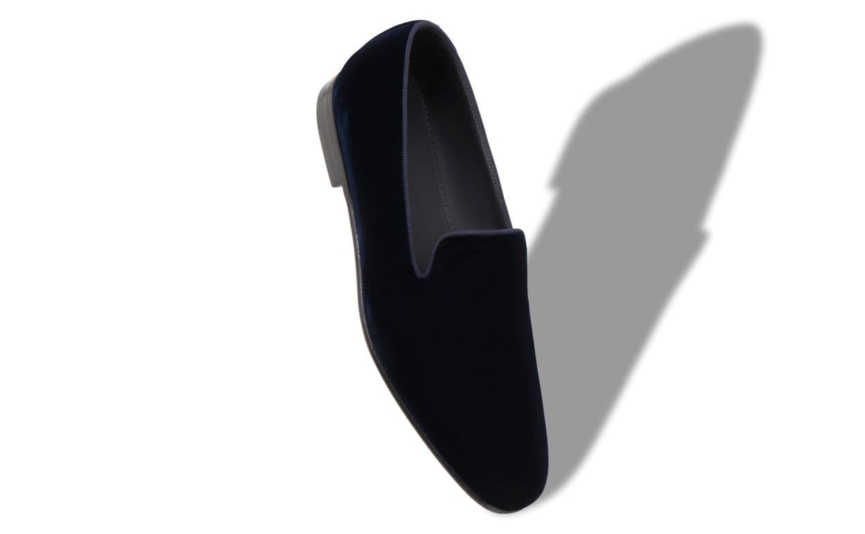 Mario — Navy Blue Velvet Loafers — 324-2912-0002