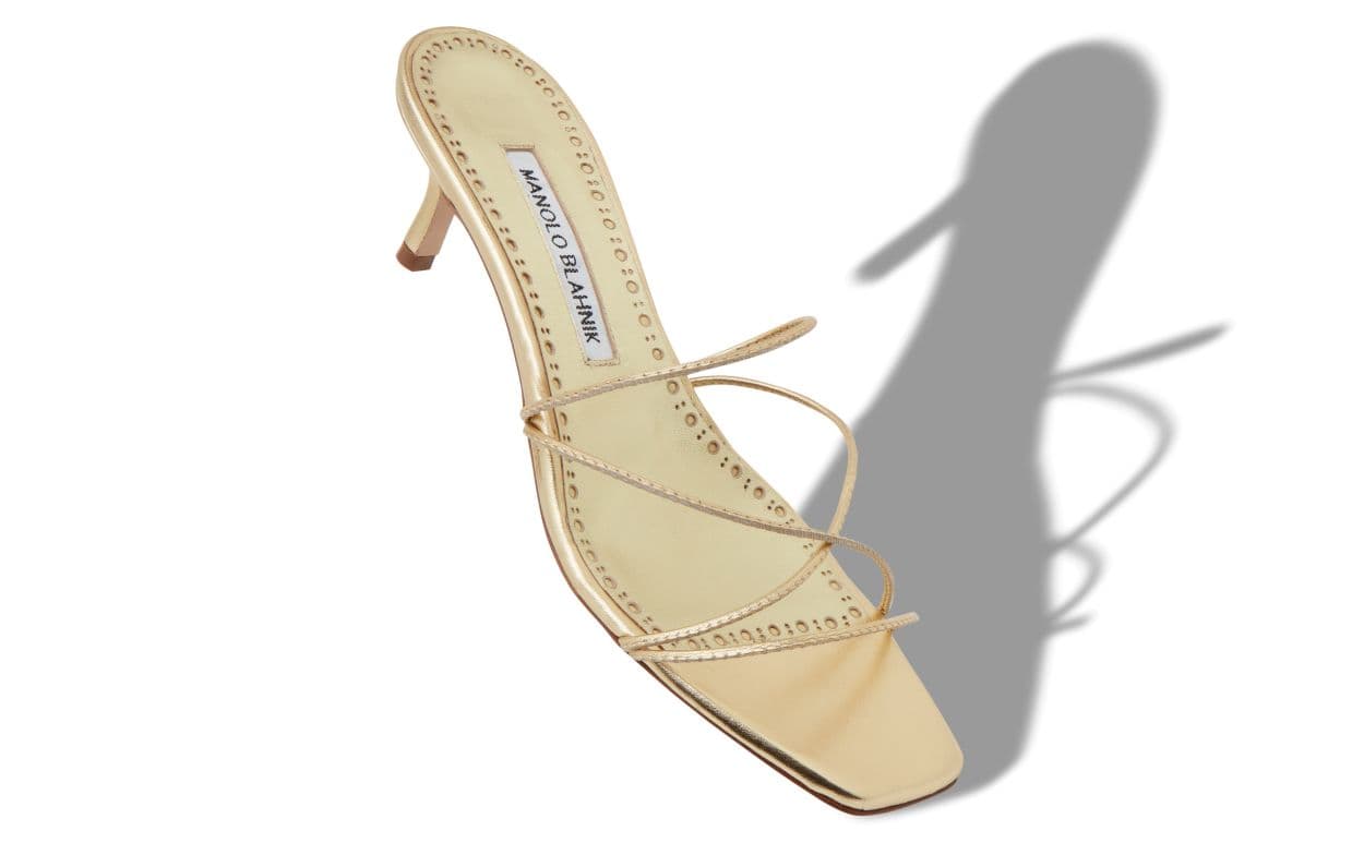 Ninfemu — Gold Nappa Leather Open Toe Mules — 224-1685-0001