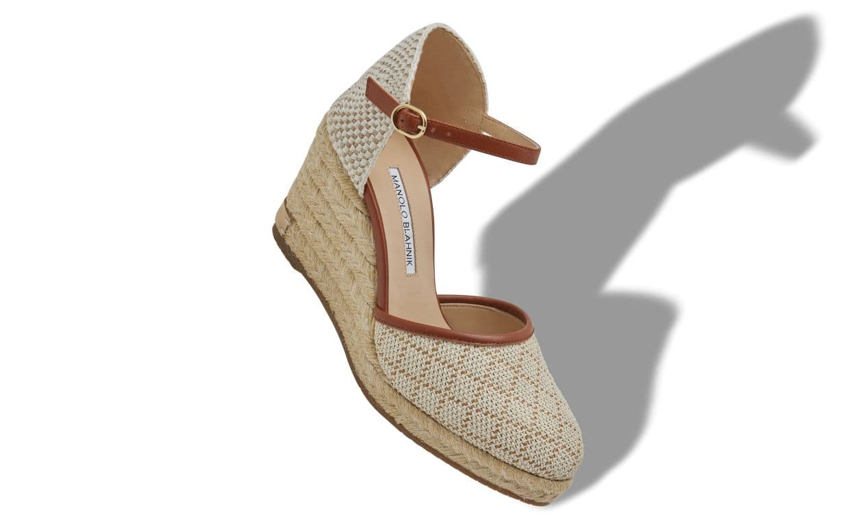 Espadrahi — Beige and Brown Raffia Espadrilles — 226-2118-0004