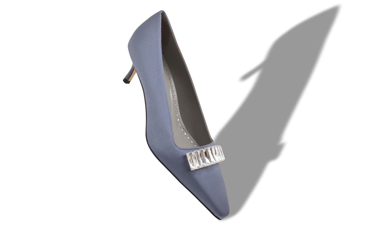 Bottayon — Grey Satin Crystal Embellished Pumps — 226-2049-0004