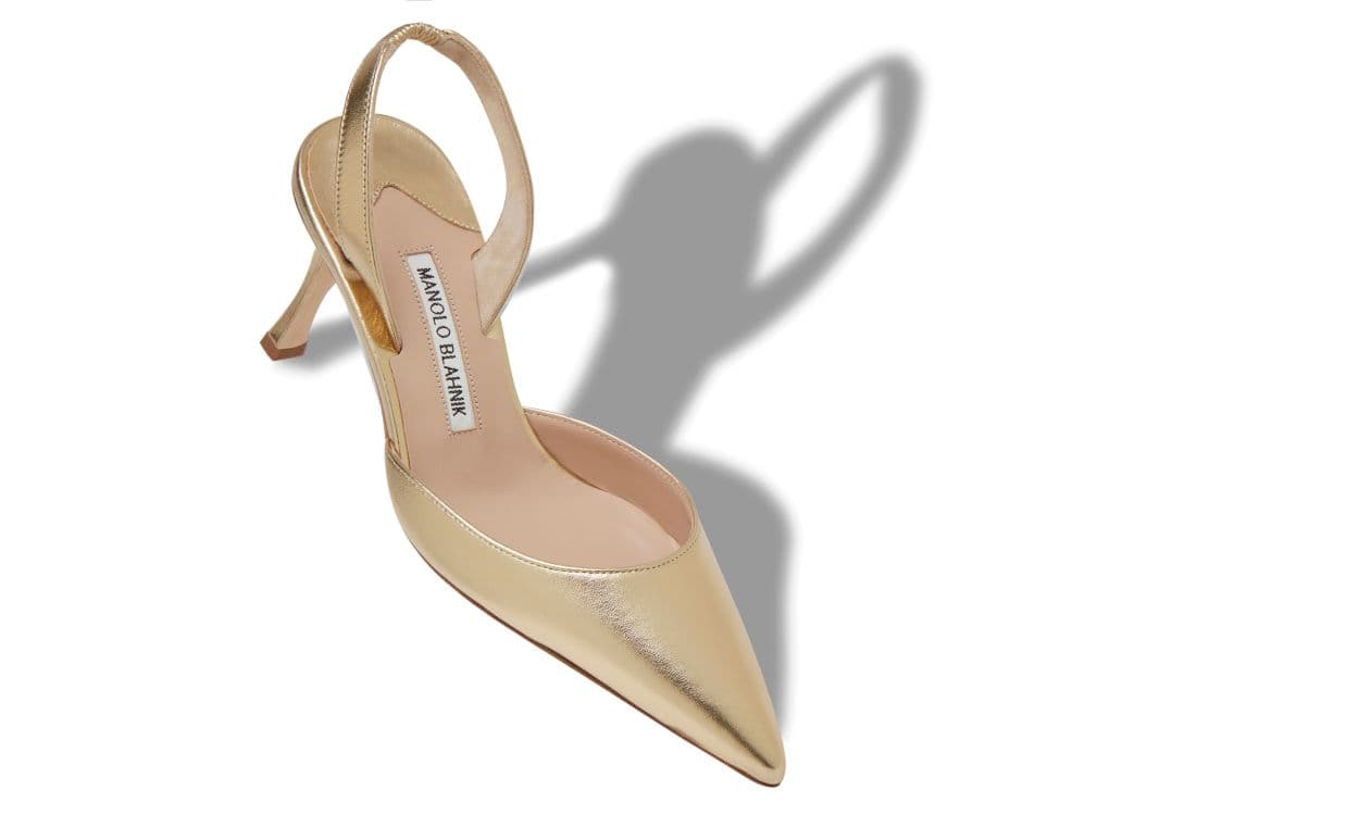 Carolyne 70 — Gold Nappa Leather Slingback Pumps — 223-1561-0004