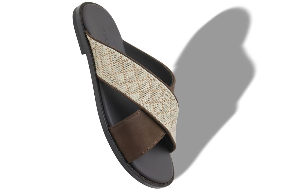 Otawi — Dark Brown Calf Leather Crossover Sandals — 226-2166-0002