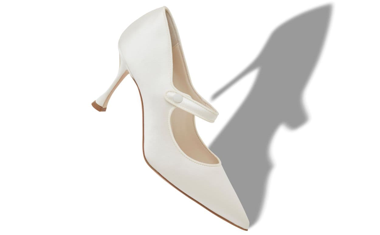Camparinew Bridal — Cream Satin Pointed Toe Pumps — 124-2566-0002