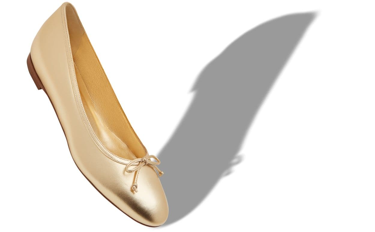 Verallim — Gold Nappa Leather Ballerina Flats — 125-2975-0001