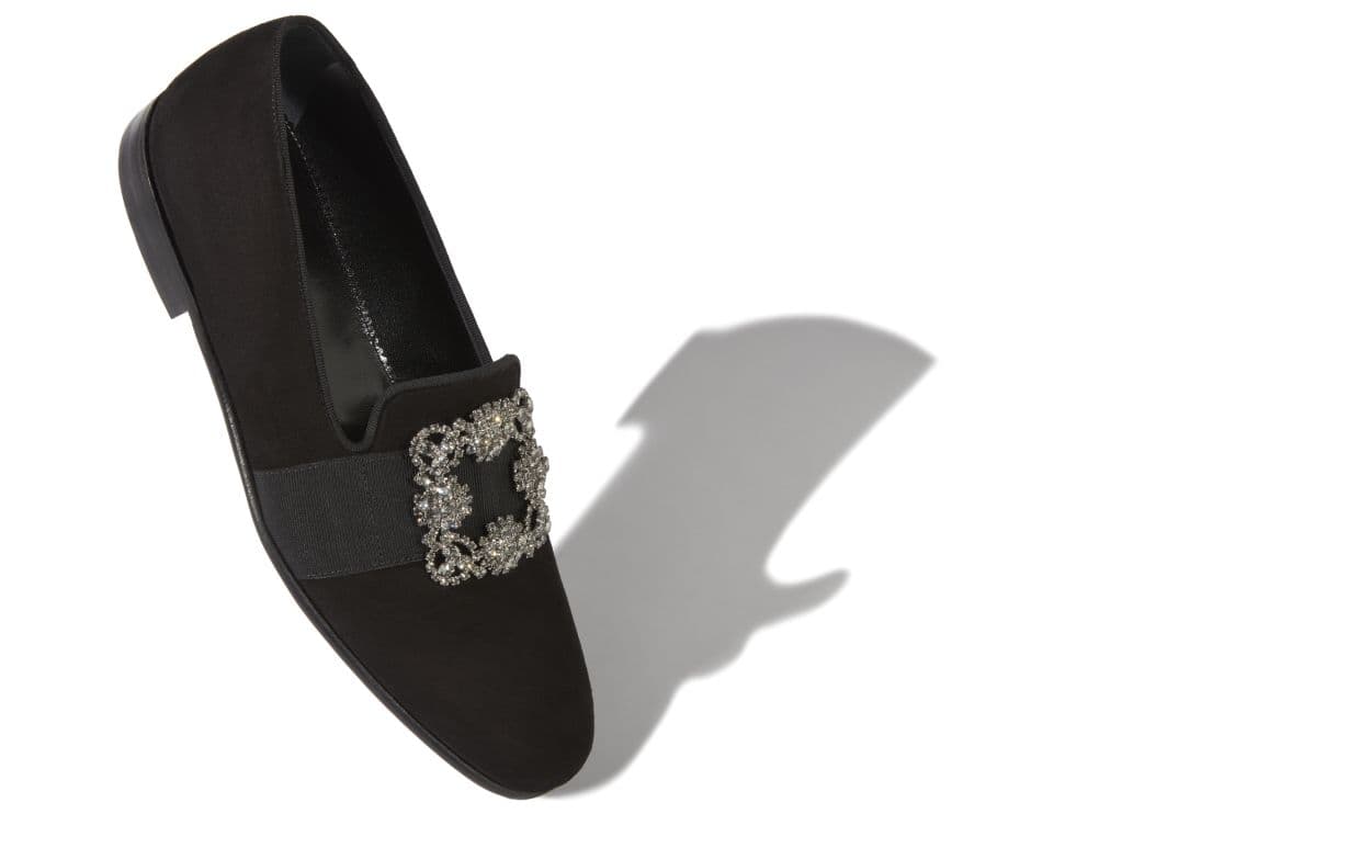 Carlton — Black Suede Jewelled Buckle Loafers — 318-0535-0004
