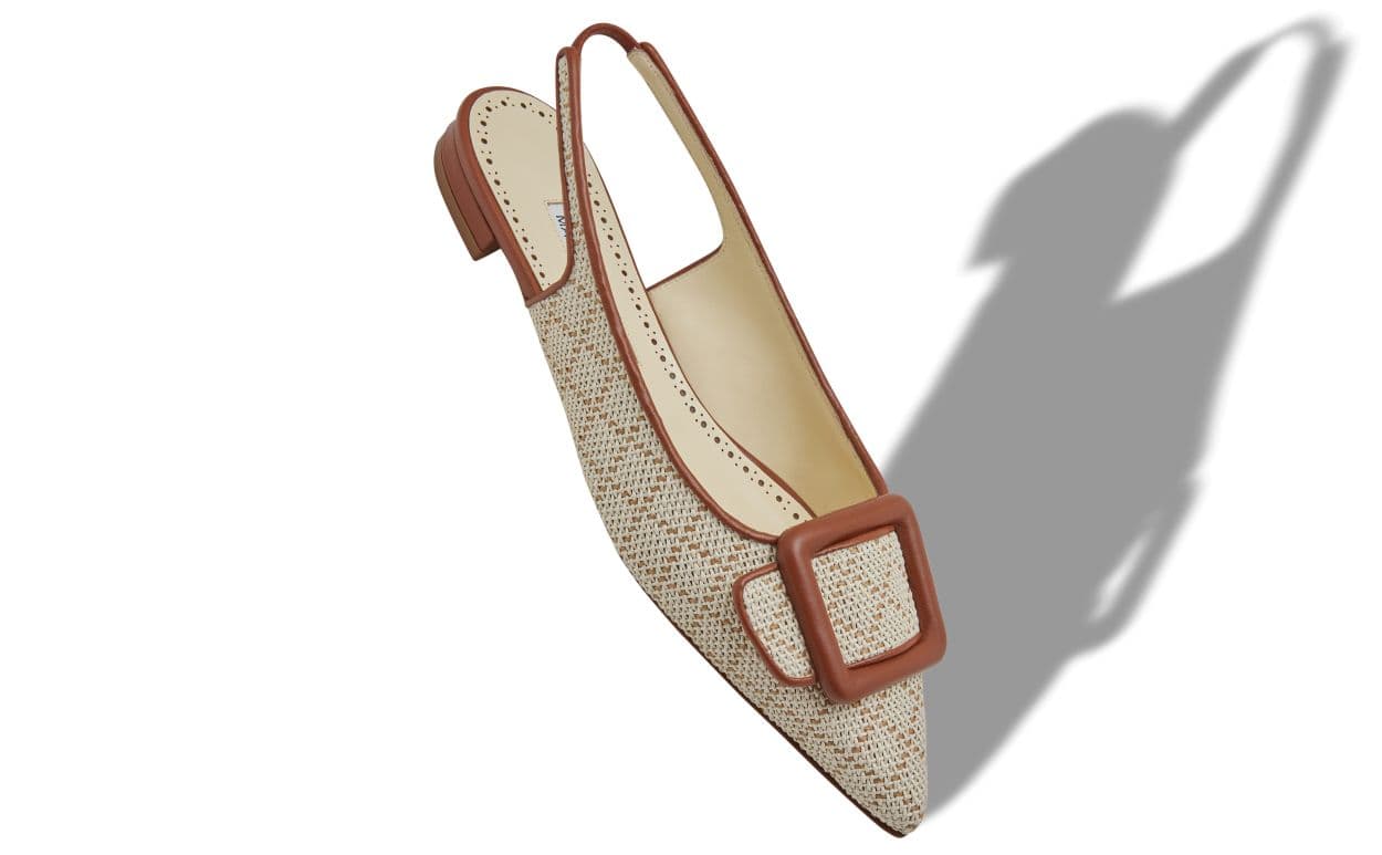 Maylurabi — Light Beige Raffia Buckle Detail Flat Pumps — 226-2075-0001