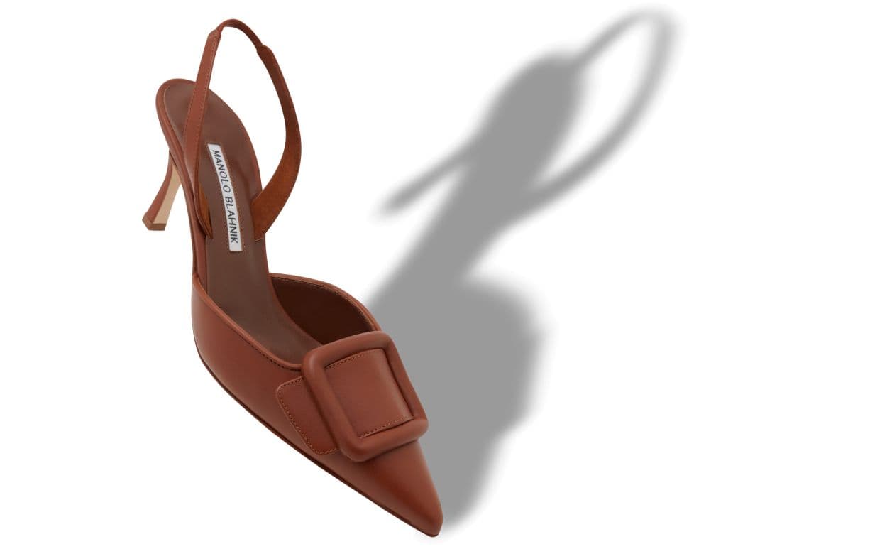 Maysli — Brown Nappa Leather Slingback Pumps — 219-0254-0033