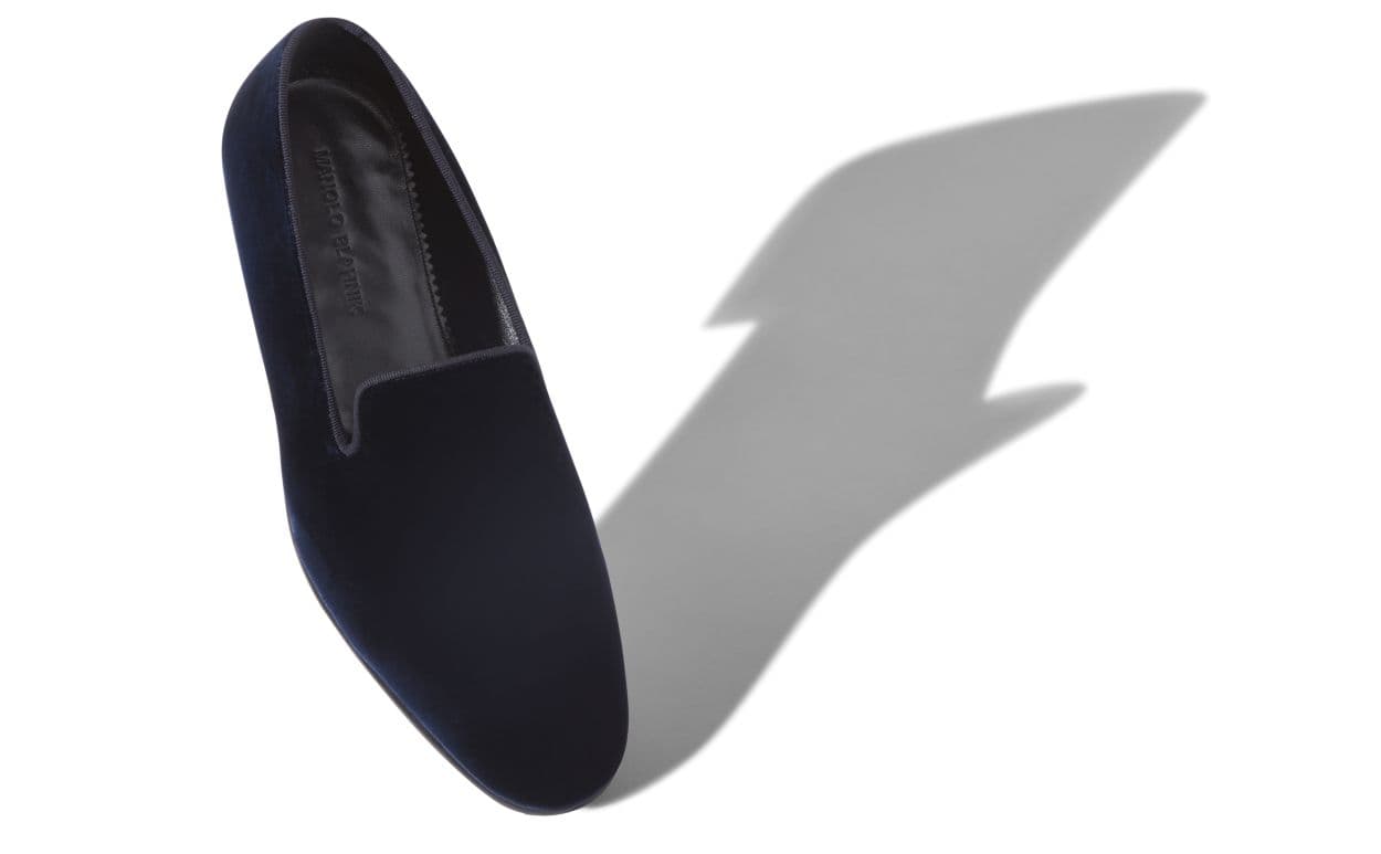 Mario Velvet — Navy Blue Velvet Loafers — 119-0621-0002