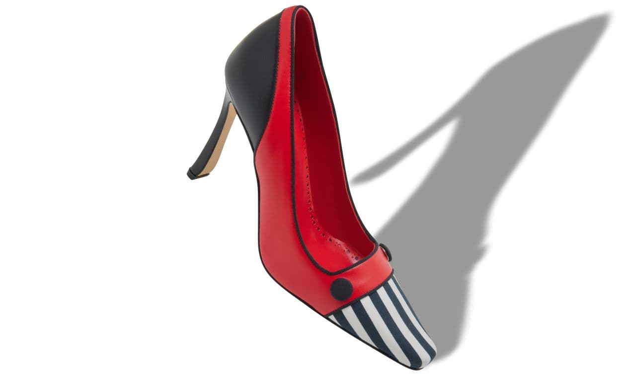 Quanta — Red and Black Nappa Leather Pumps — 226-2021-0001
