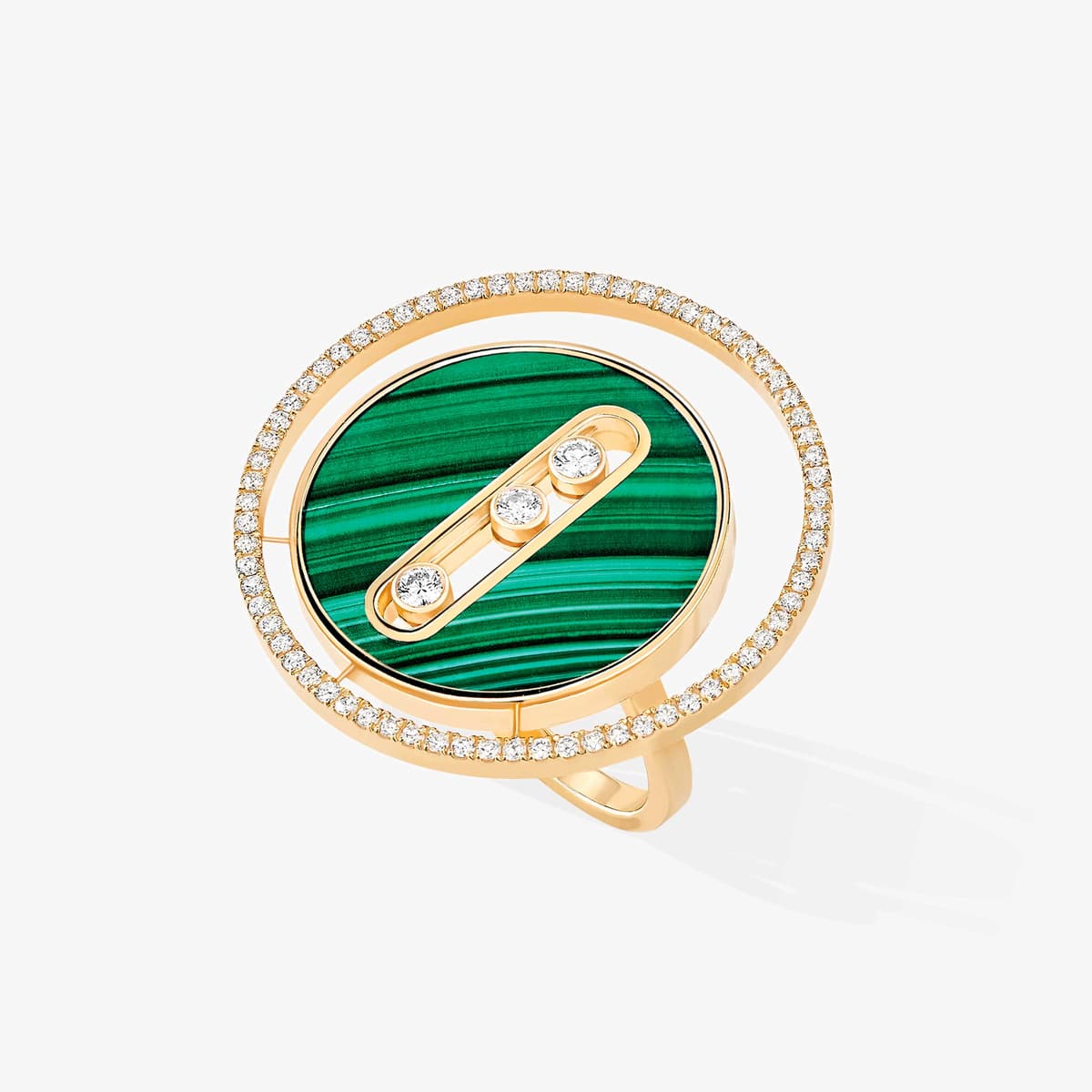 Lucky Move malachite ring large — 11274-YG