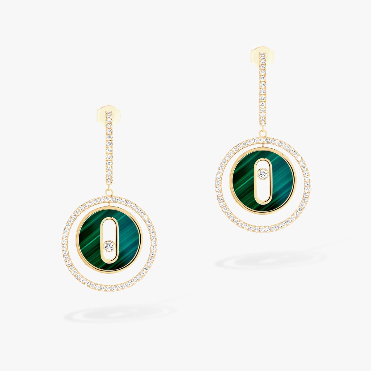 Lucky Move malachite earrings small — 12965-YG