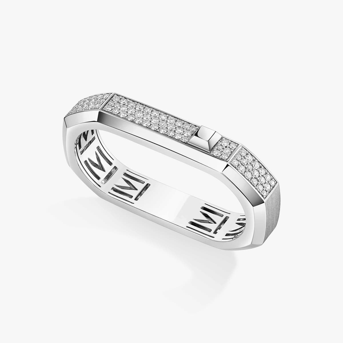 Moderniste two-finger pavé ring — 13831-WG
