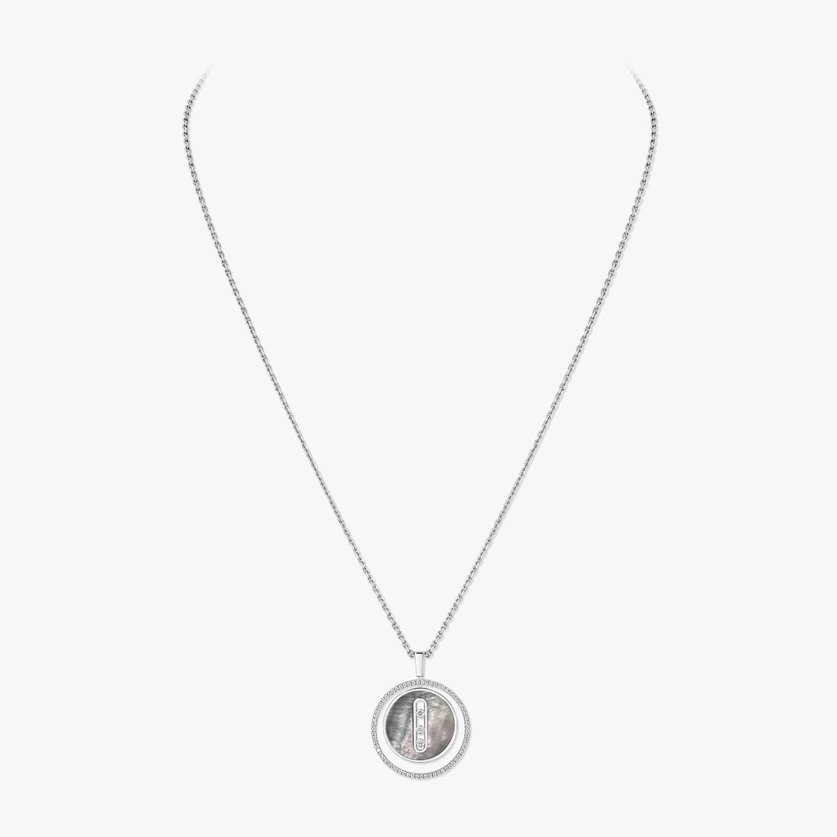 Lucky Move grey mother-of-pearl necklace medium — 10837-WG