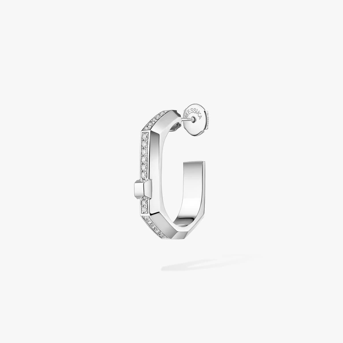 Moderniste single pavé hoop earring small — 14681-WG