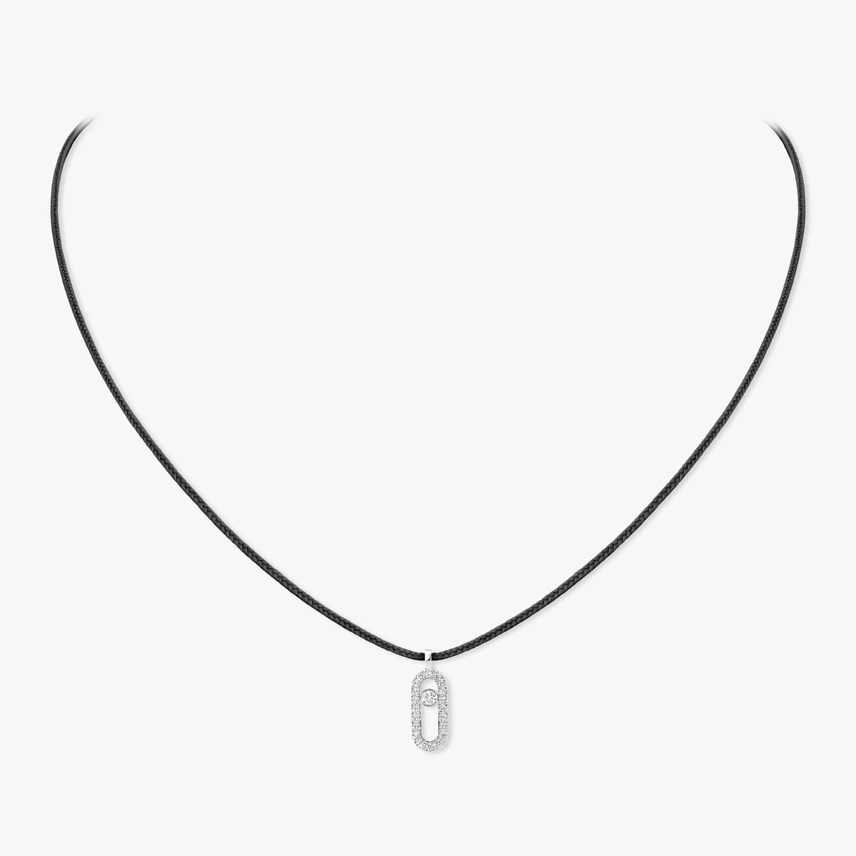 Care(s) black cord pavé necklace — 14142-WG