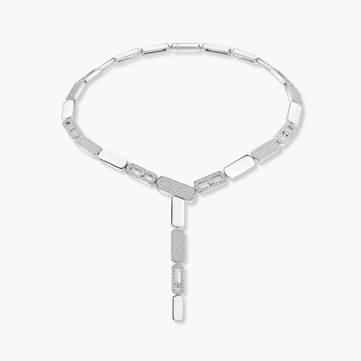 Imperial Move pavé tie necklace small — 14220-WG