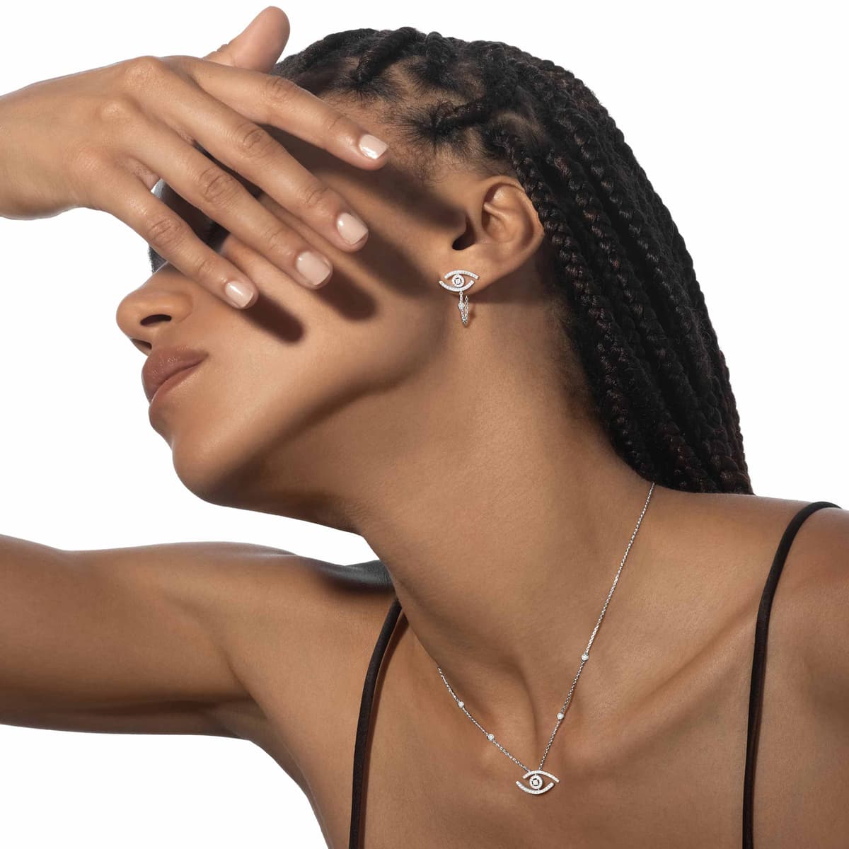 Lucky Eye pavé necklace — 07525-WG