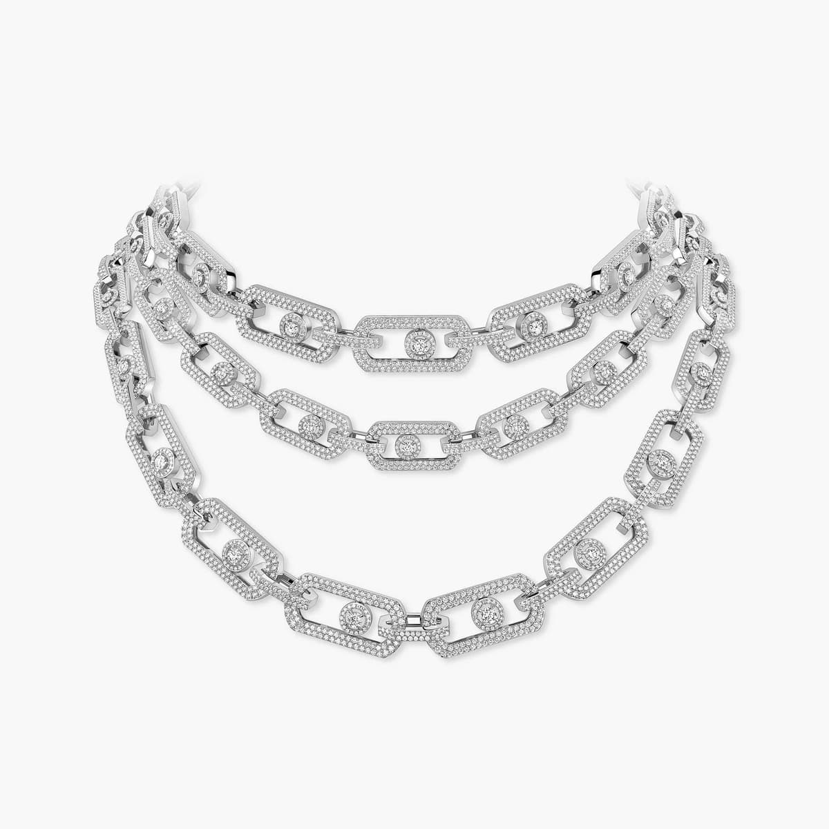 So Move three-row pavé necklace — 13751-WG