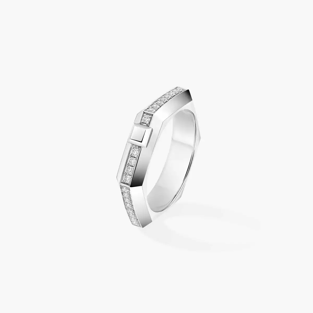 Moderniste pavé ring, small model — 14124-WG