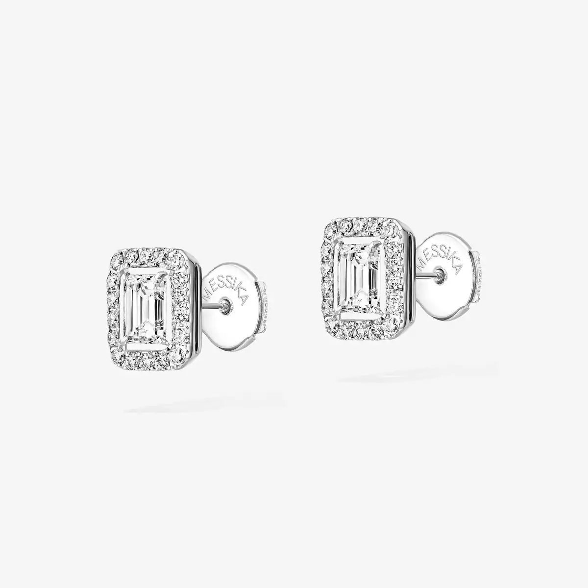 Joy emerald-cut diamond earrings, small — 15084-WG