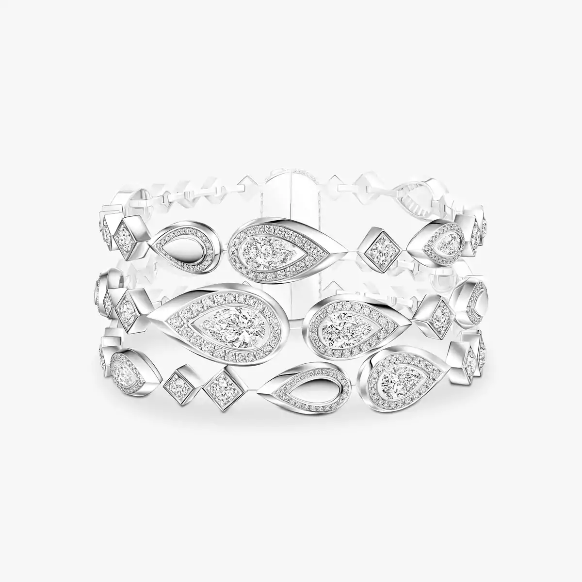 Fiery three-row rivière bracelet — 14447-WG