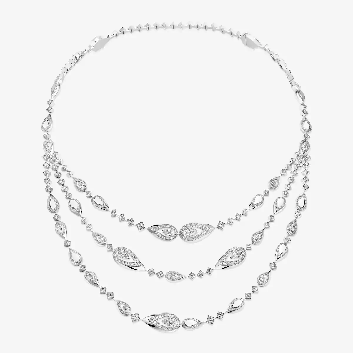 Fiery three-row rivière necklace — 14446-WG