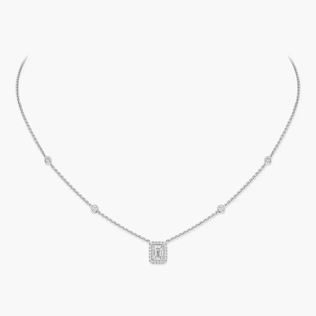 Joy emerald-cut diamond necklace — 15088-WG