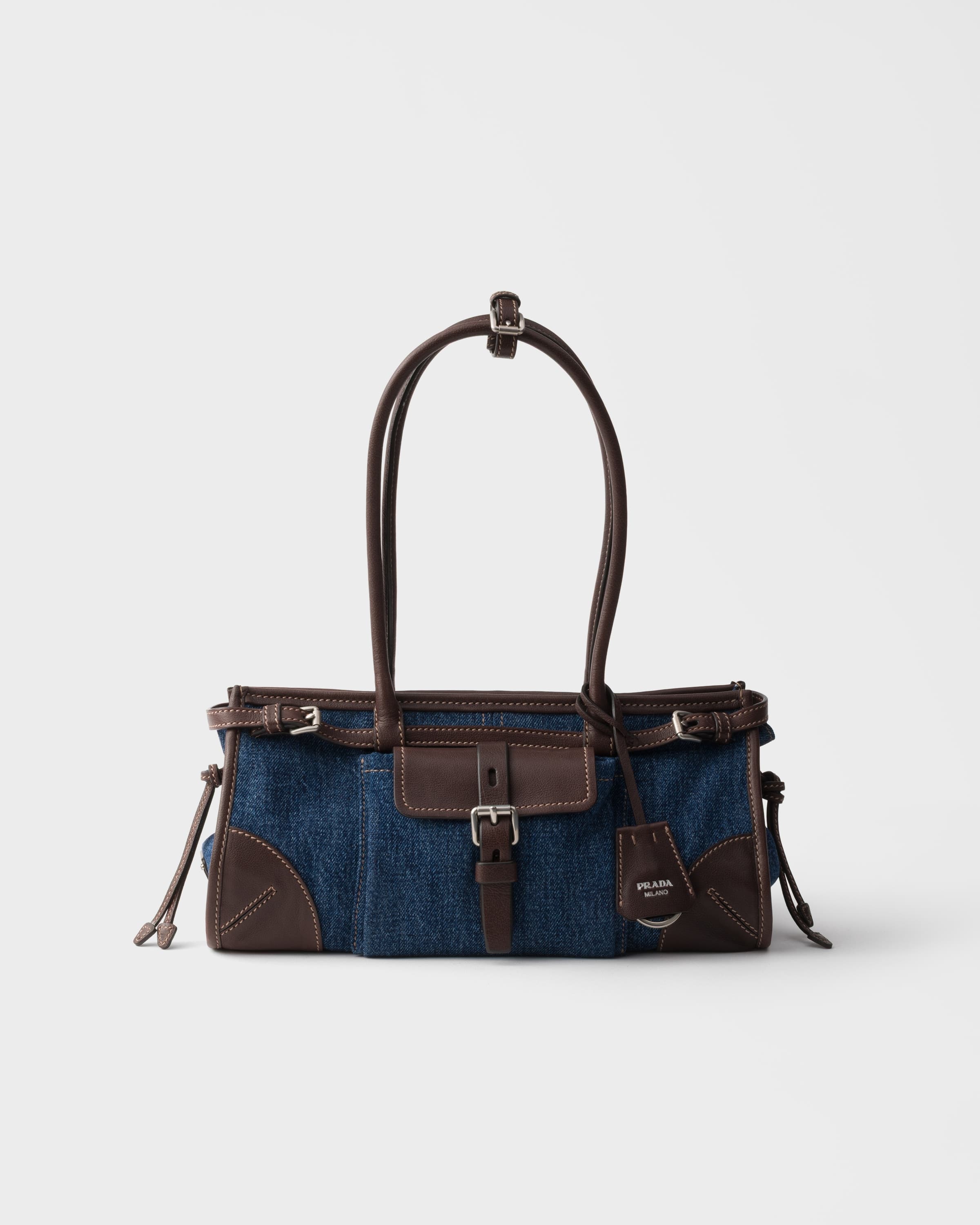 Bonnie medium denim and leather handbag — Blue/Coffee — 1BA426_2GCF_F0C1B_V_OTM