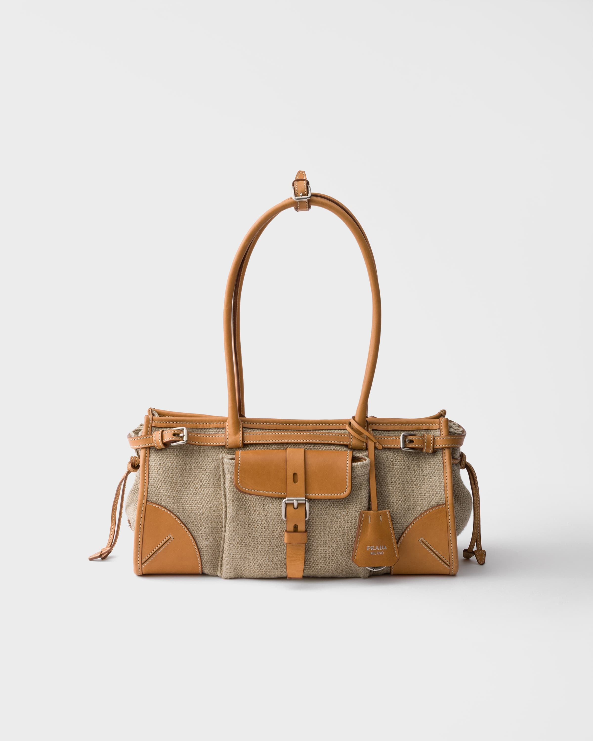 Bonnie medium linen and leather handbag — Rope/Natural — 1BA426_P0E_F032T_V_OTM