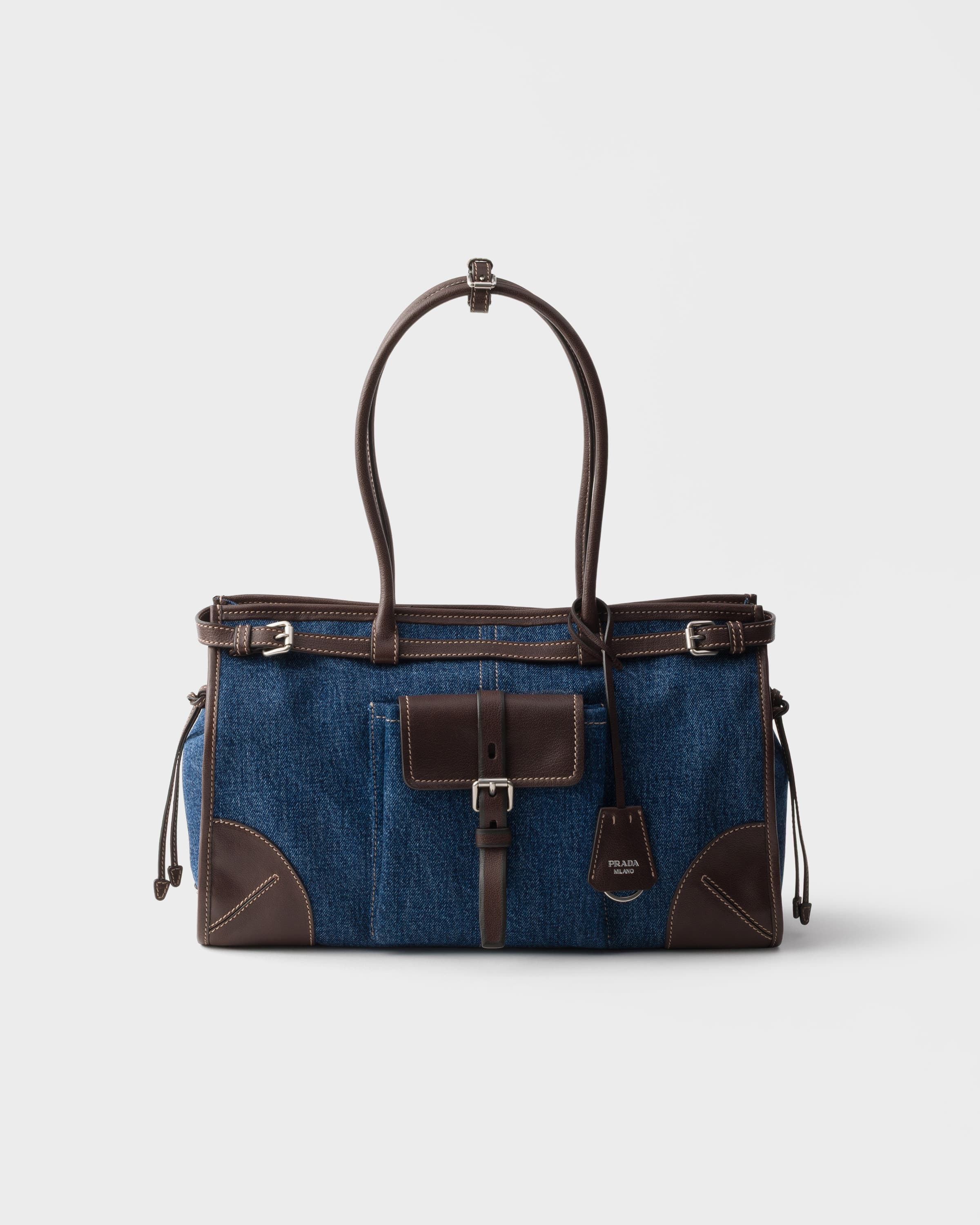 Bonnie large denim and leather handbag — Blue/Coffee — 1BA433_2GCF_F0C1B_V_OTM