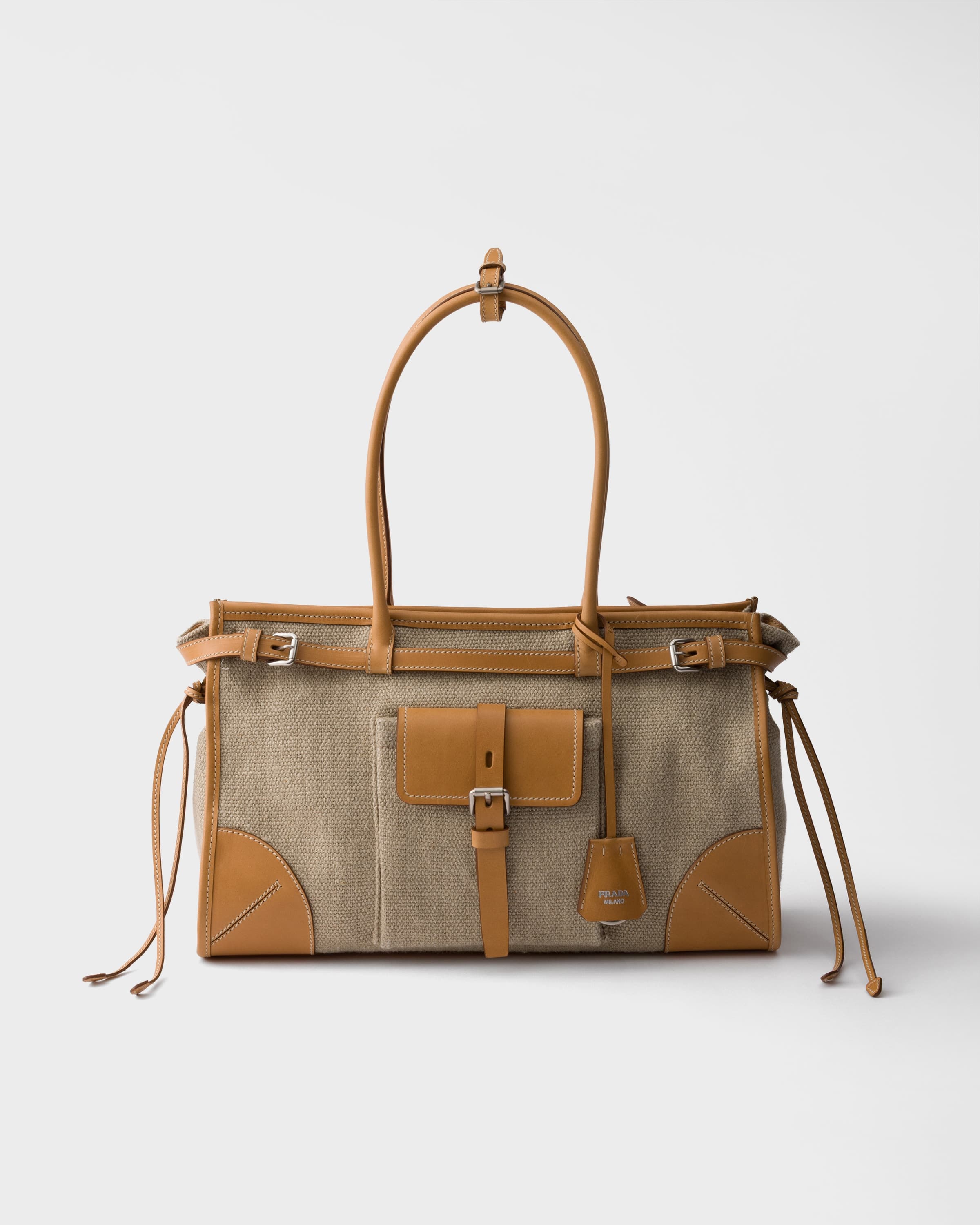 Bonnie linen and leather tote bag — Rope/Natural — 1BA433_P0E_F032T_V_OTM
