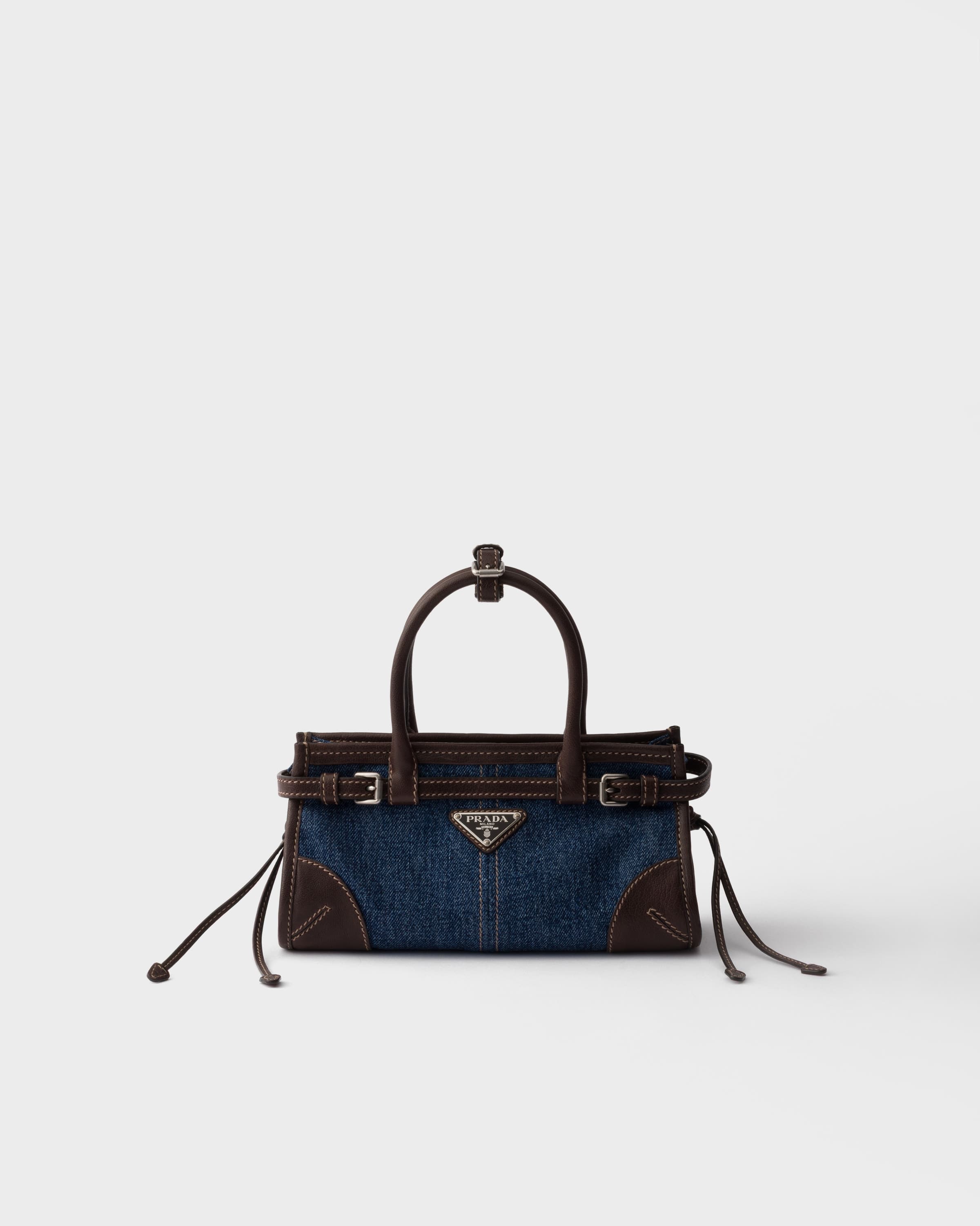 Bonnie small denim and leather handbag — Blue/Coffee — 1BA486_2GCF_F0C1B_V_OFO
