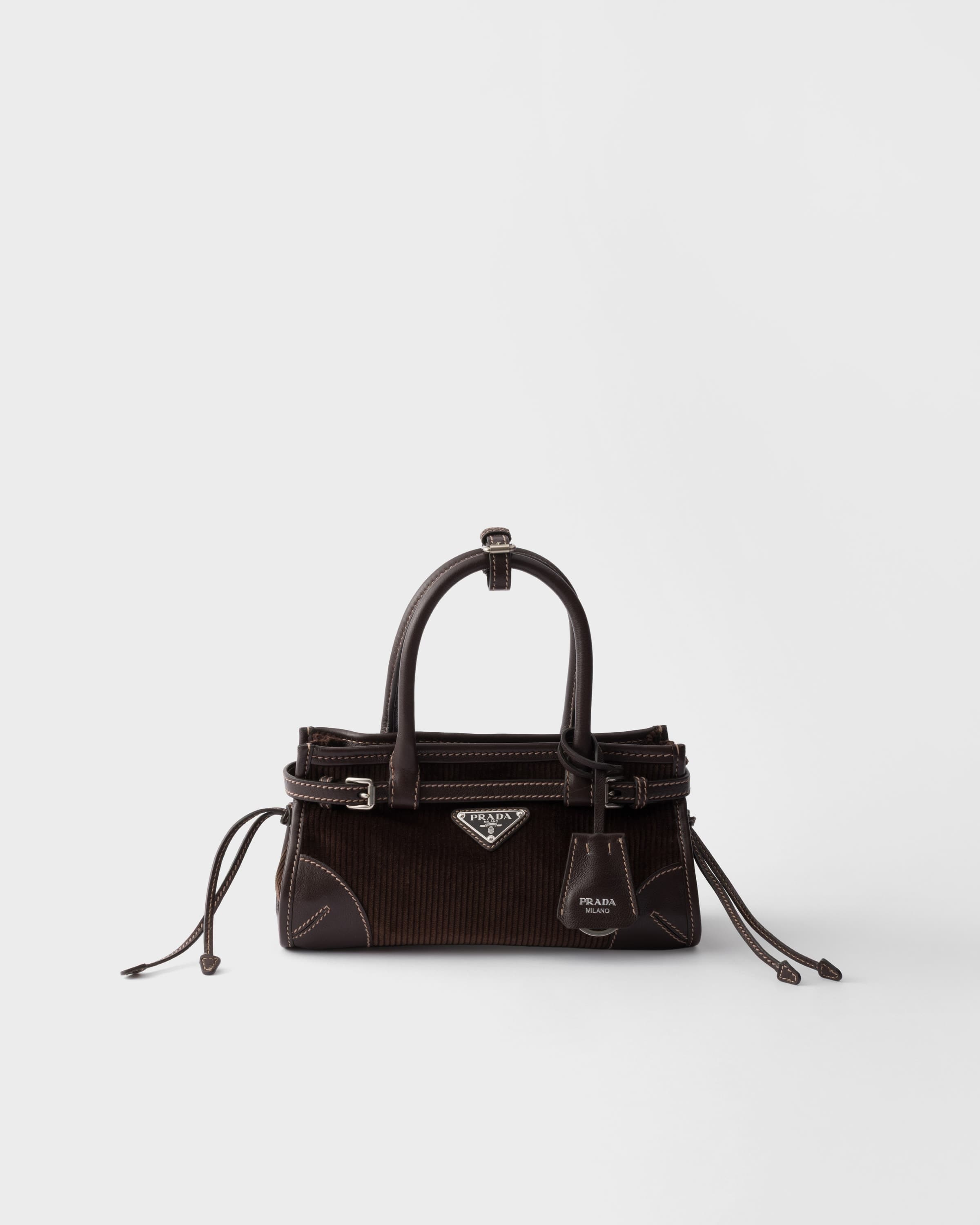 Bonnie small corduroy and leather handbag — Ebony — 1BA486_2ZS3_F0192_V_OFM